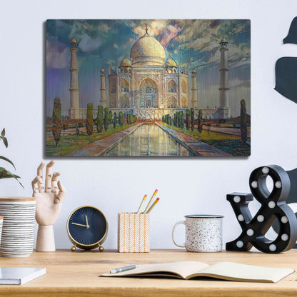 Luxe Metal Art 'Agra Uttar Pradesh India Taj Mahal' by Pedro Gavidia, Metal Wall Art,16x12