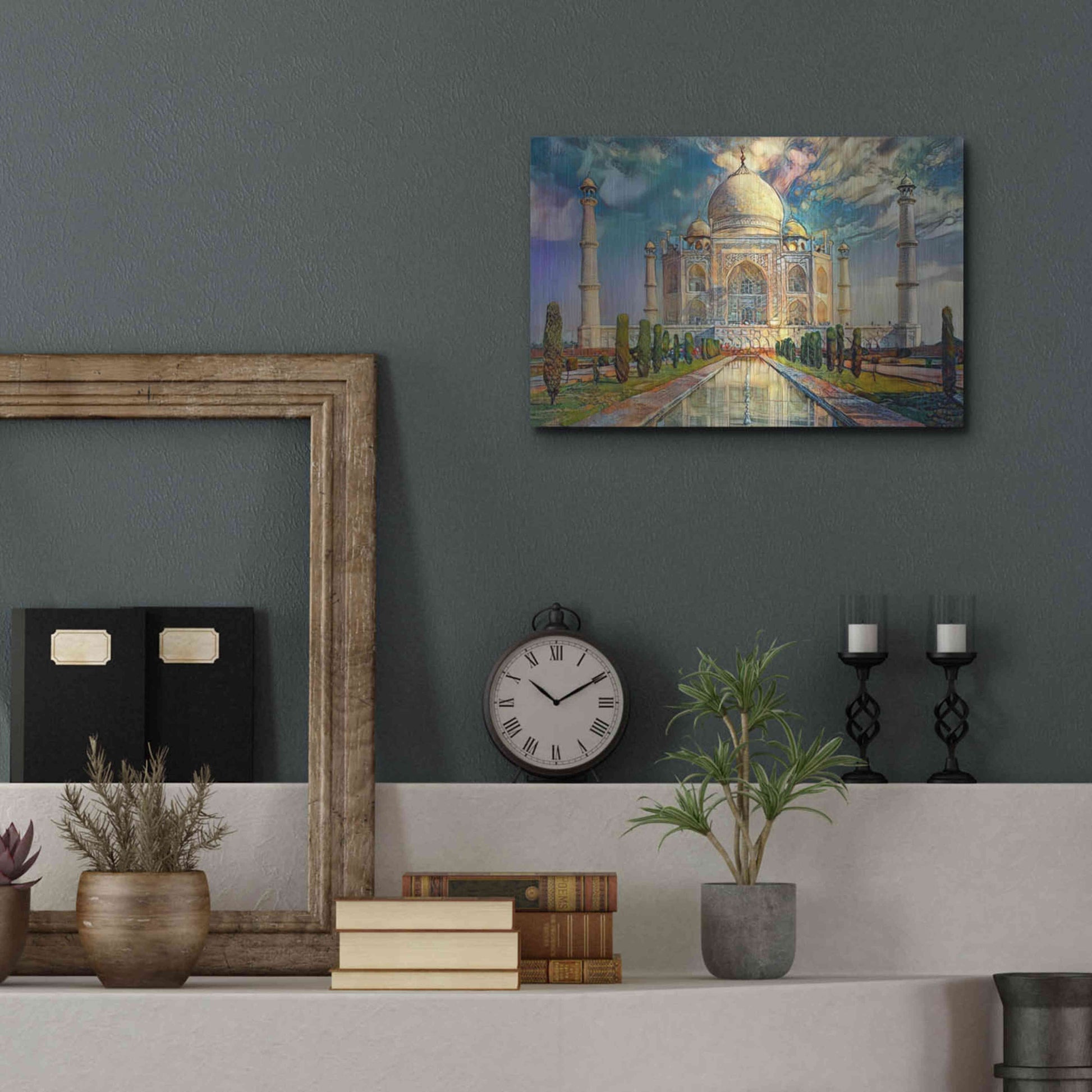 Luxe Metal Art 'Agra Uttar Pradesh India Taj Mahal' by Pedro Gavidia, Metal Wall Art,16x12