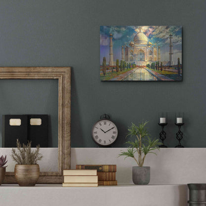 Luxe Metal Art 'Agra Uttar Pradesh India Taj Mahal' by Pedro Gavidia, Metal Wall Art,16x12