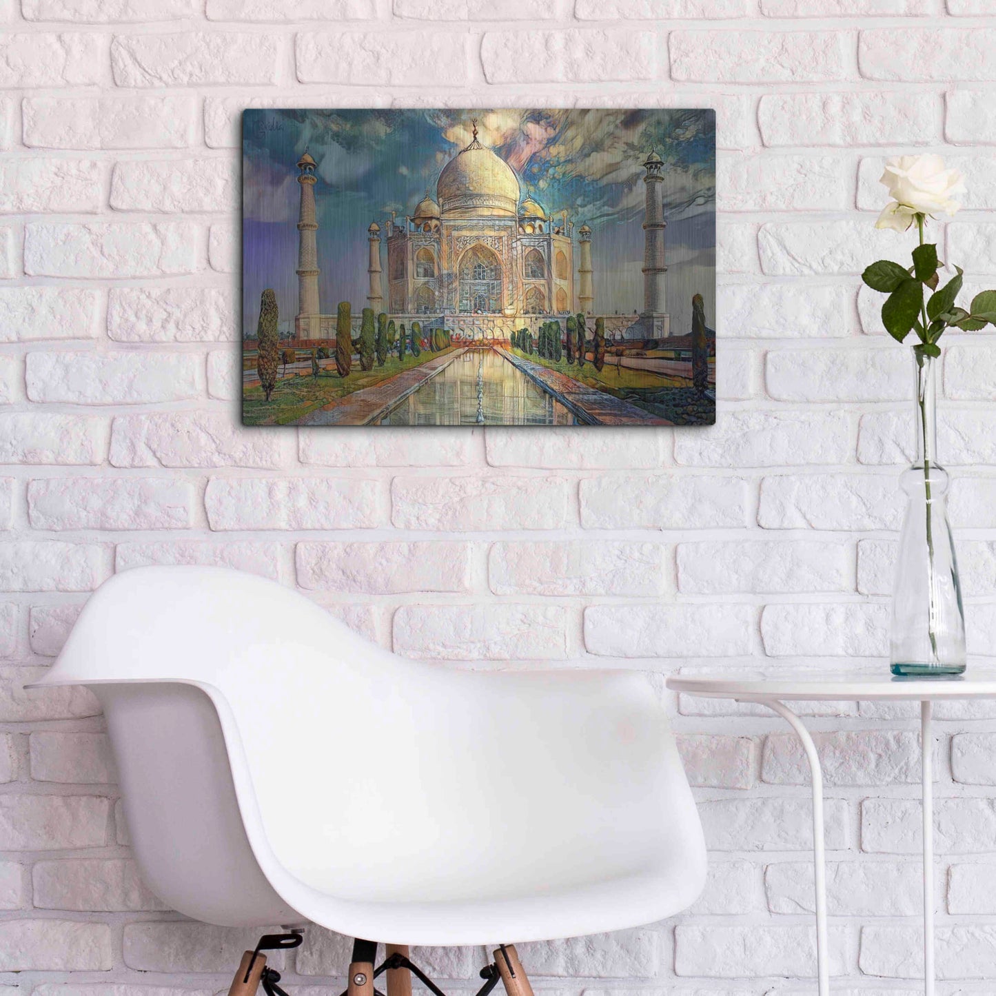 Luxe Metal Art 'Agra Uttar Pradesh India Taj Mahal' by Pedro Gavidia, Metal Wall Art,24x16