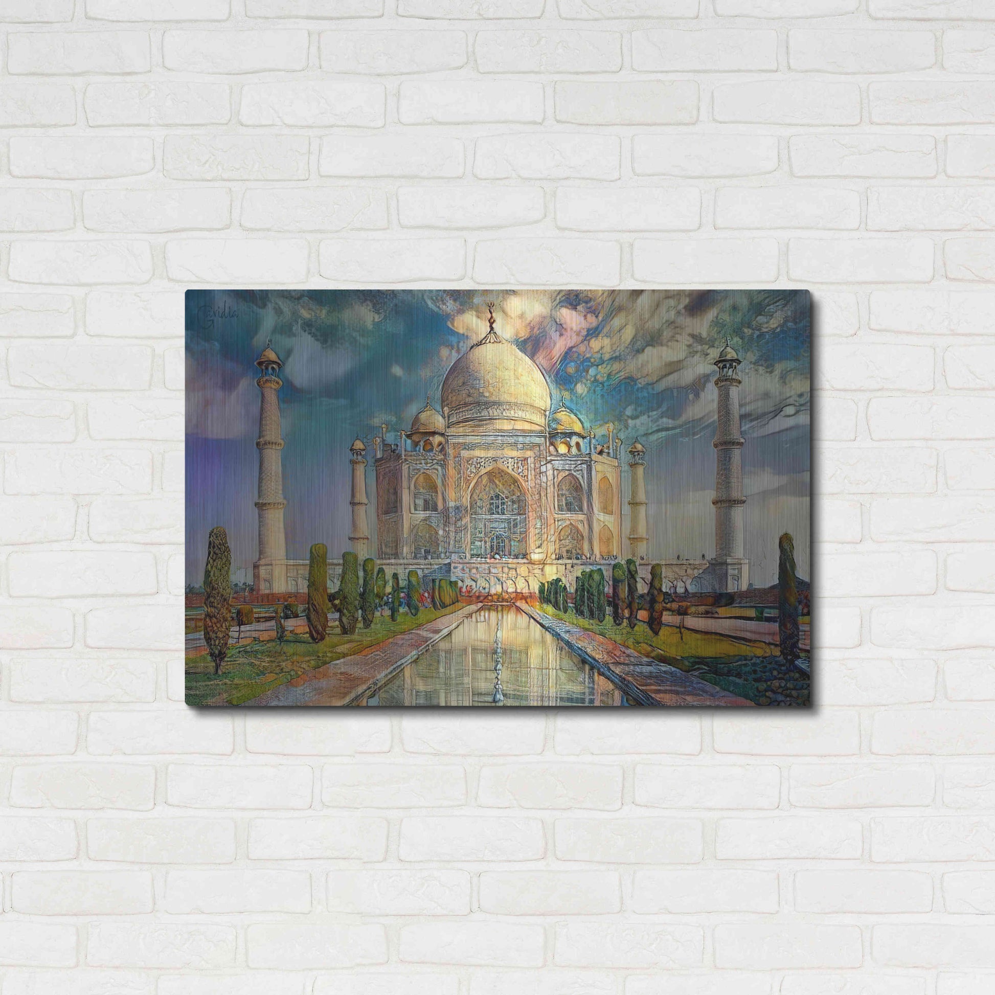 Luxe Metal Art 'Agra Uttar Pradesh India Taj Mahal' by Pedro Gavidia, Metal Wall Art,36x24