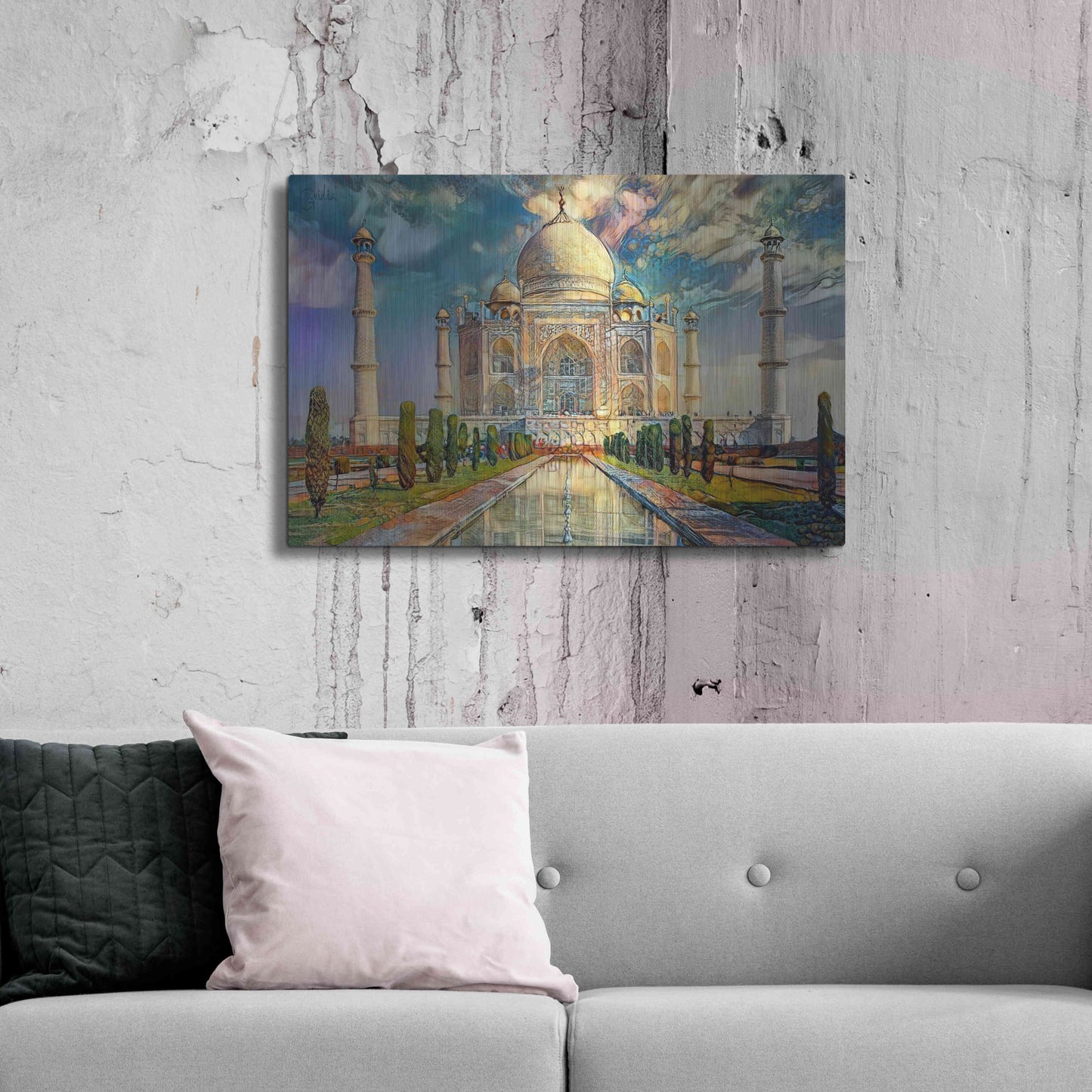 Luxe Metal Art 'Agra Uttar Pradesh India Taj Mahal' by Pedro Gavidia, Metal Wall Art,36x24
