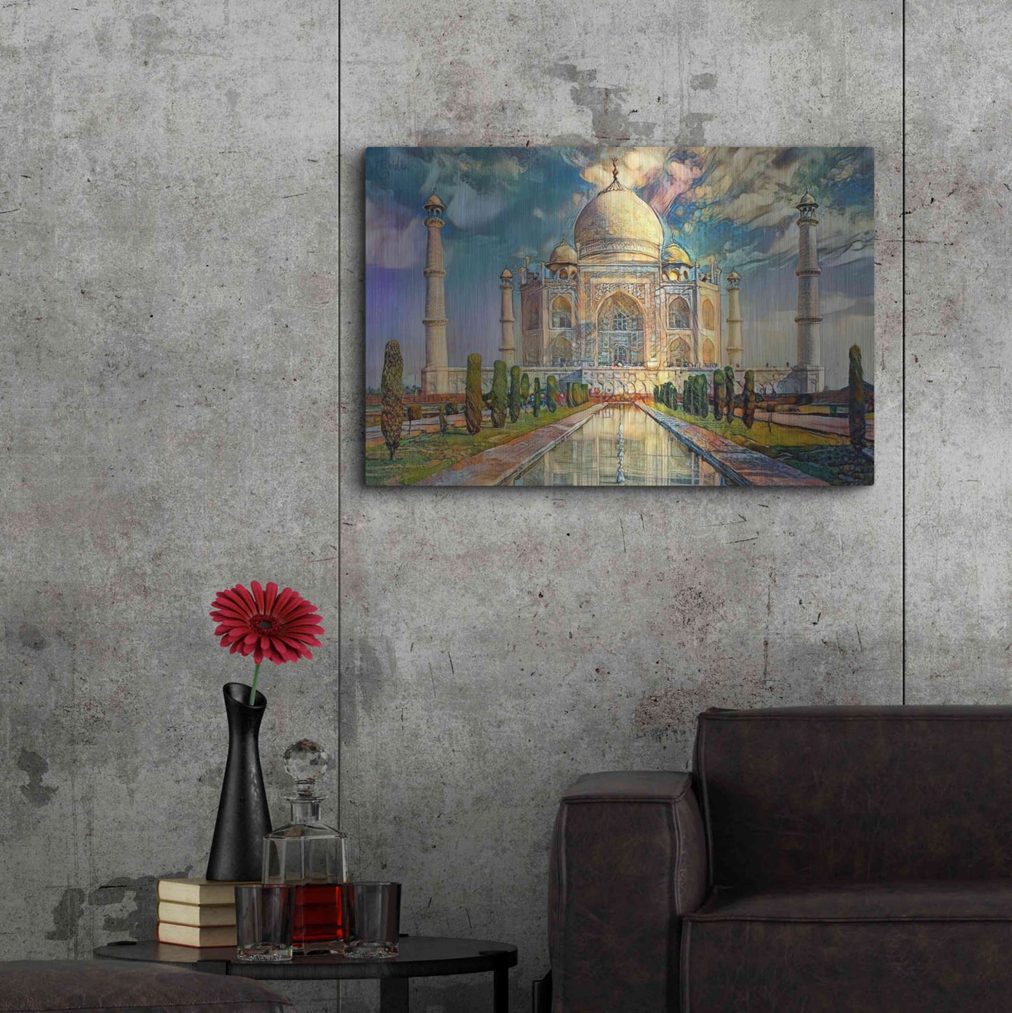 Luxe Metal Art 'Agra Uttar Pradesh India Taj Mahal' by Pedro Gavidia, Metal Wall Art,36x24