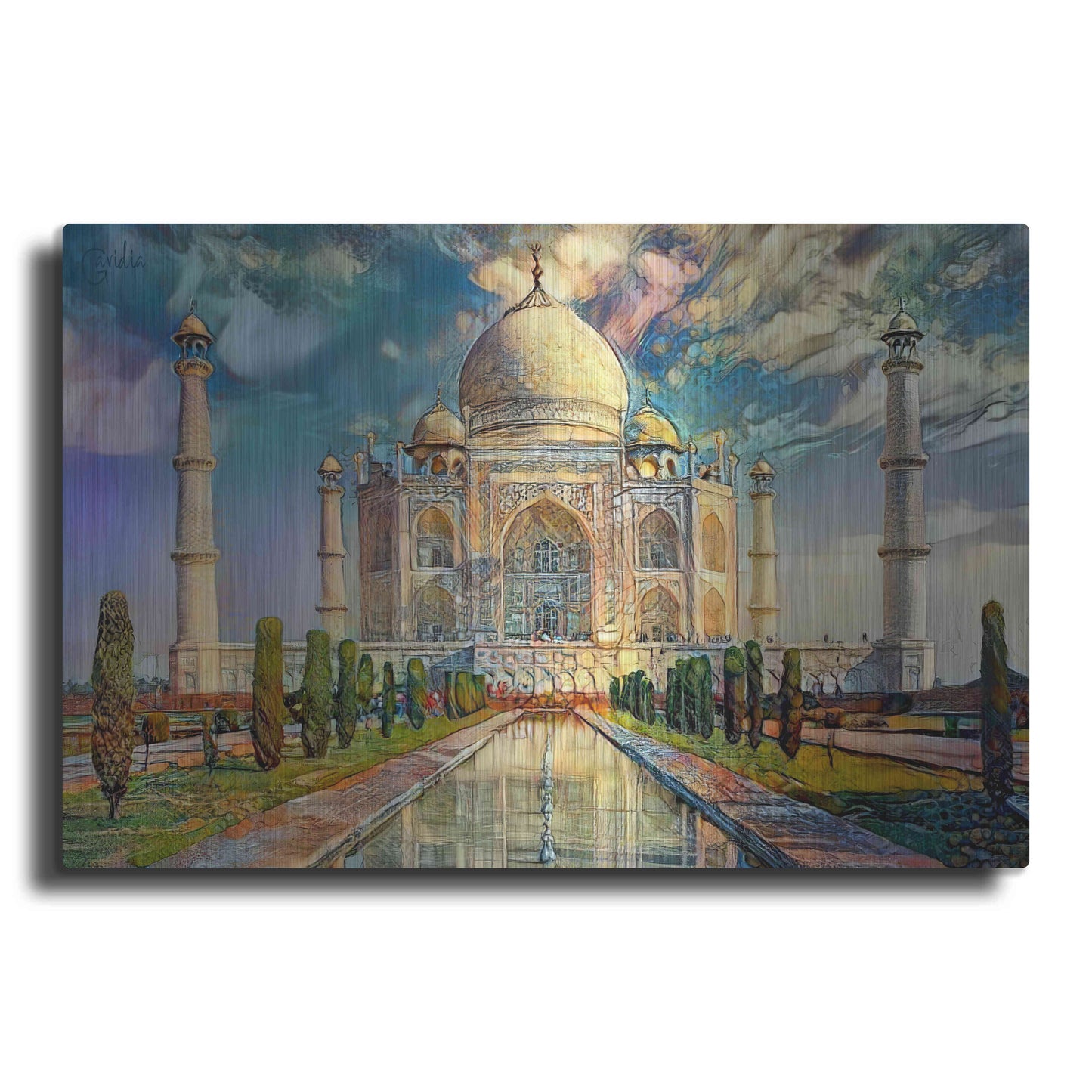 Luxe Metal Art 'Agra Uttar Pradesh India Taj Mahal' by Pedro Gavidia, Metal Wall Art