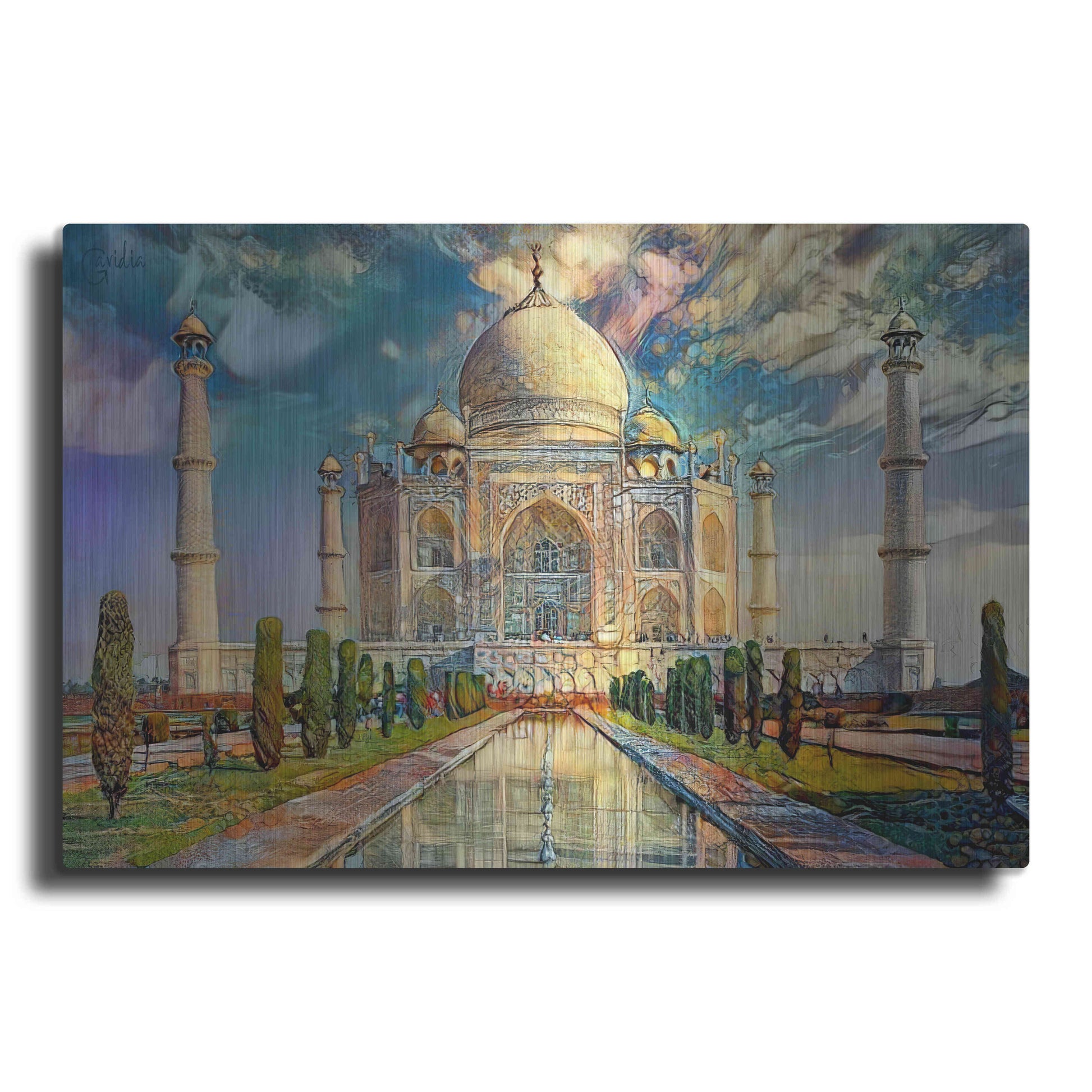 Luxe Metal Art 'Agra Uttar Pradesh India Taj Mahal' by Pedro Gavidia, Metal Wall Art