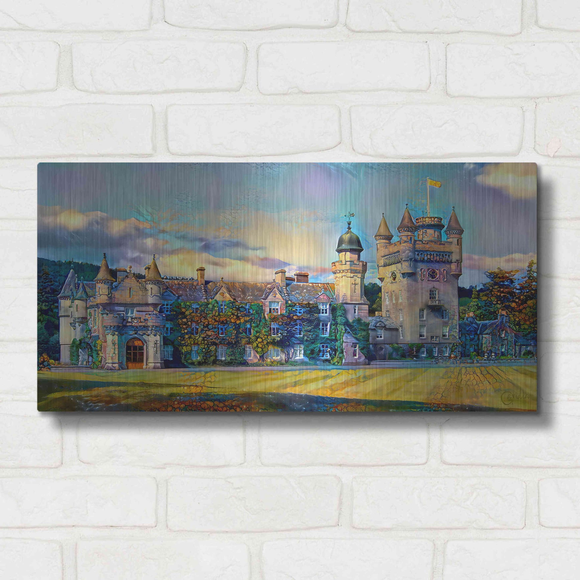 Luxe Metal Art 'Aberdeenshire Scotland Balmoral Castle' by Pedro Gavidia, Metal Wall Art,24x12