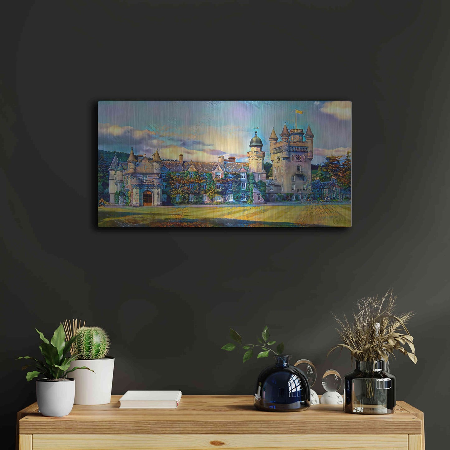 Luxe Metal Art 'Aberdeenshire Scotland Balmoral Castle' by Pedro Gavidia, Metal Wall Art,24x12