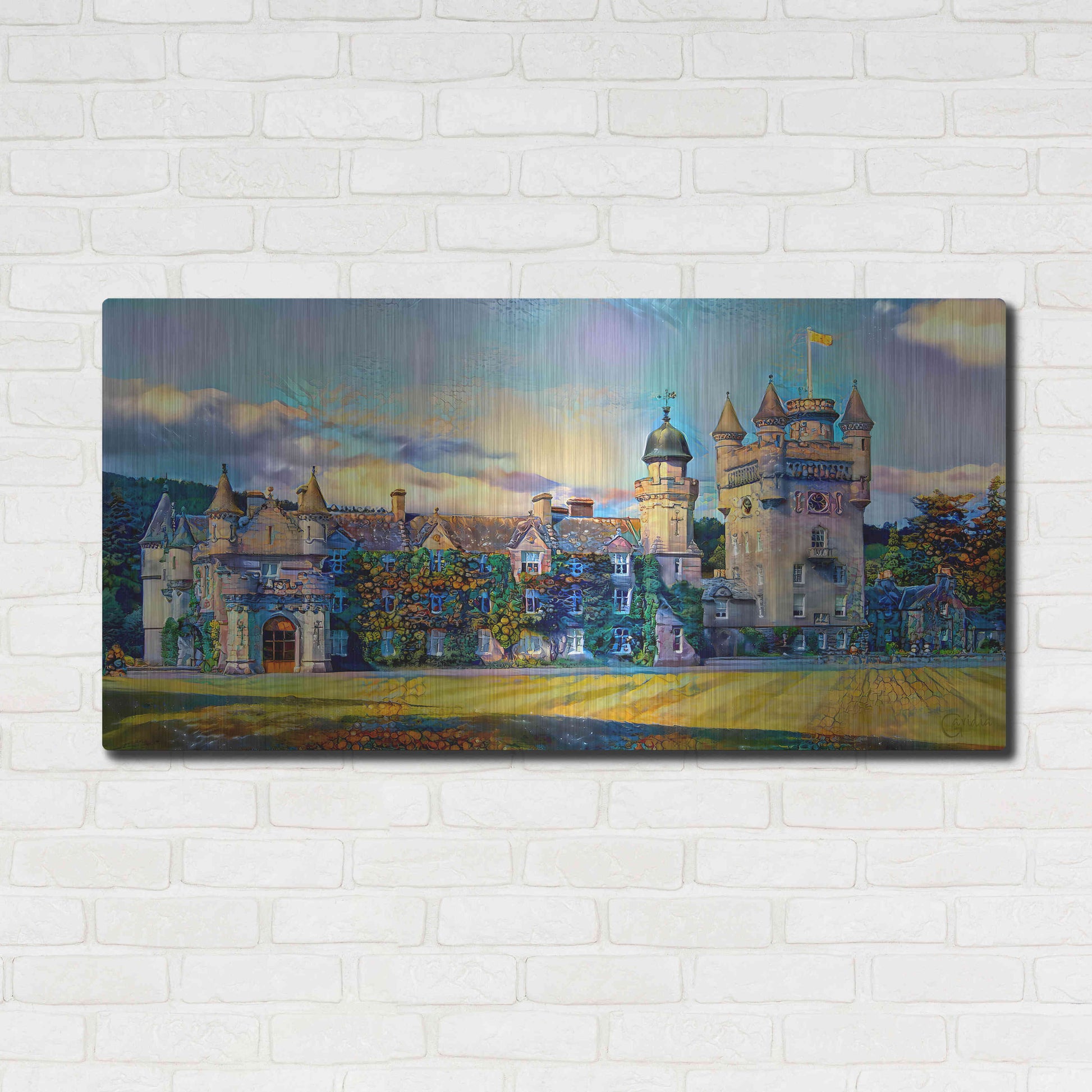 Luxe Metal Art 'Aberdeenshire Scotland Balmoral Castle' by Pedro Gavidia, Metal Wall Art,48x24