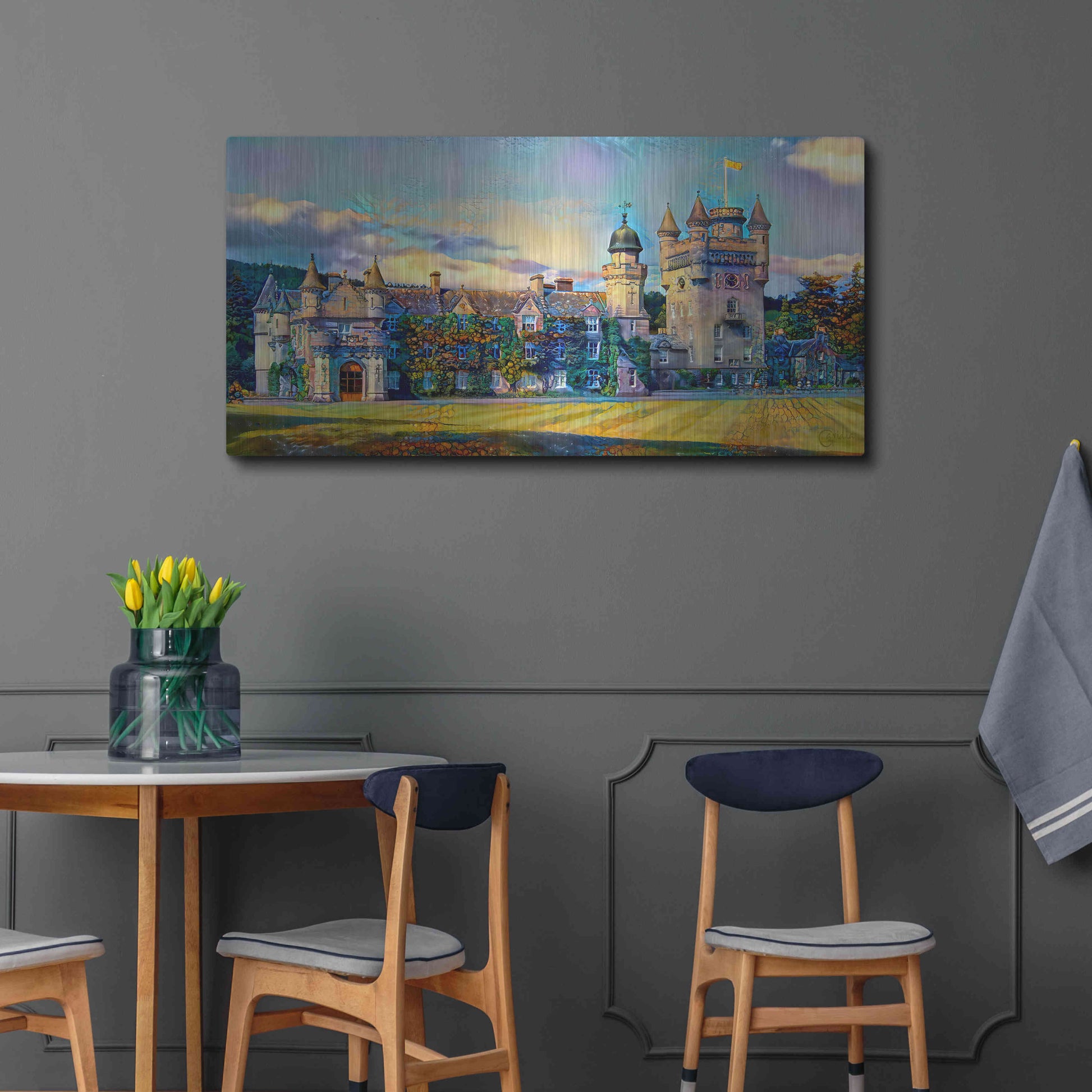 Luxe Metal Art 'Aberdeenshire Scotland Balmoral Castle' by Pedro Gavidia, Metal Wall Art,48x24