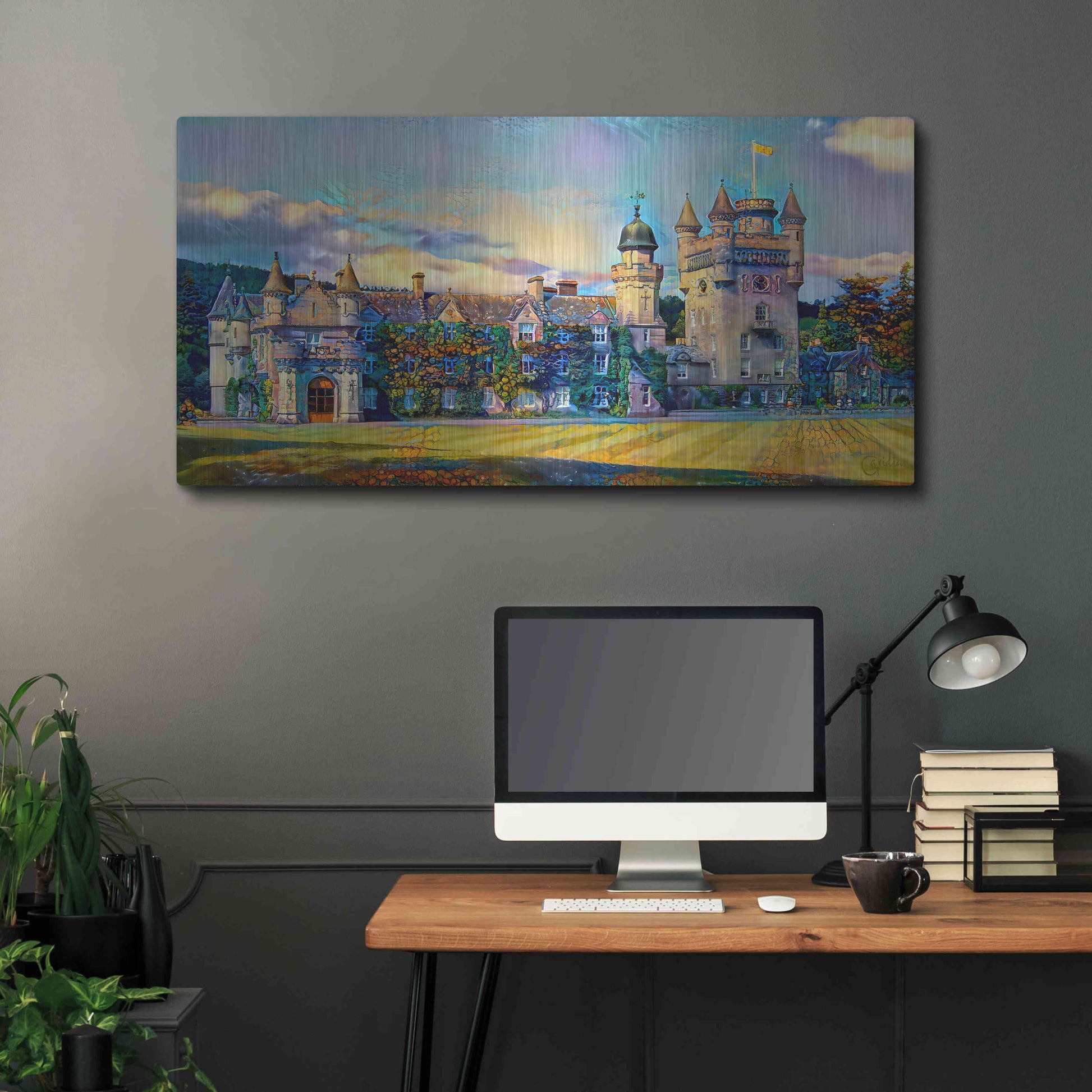 Luxe Metal Art 'Aberdeenshire Scotland Balmoral Castle' by Pedro Gavidia, Metal Wall Art,48x24