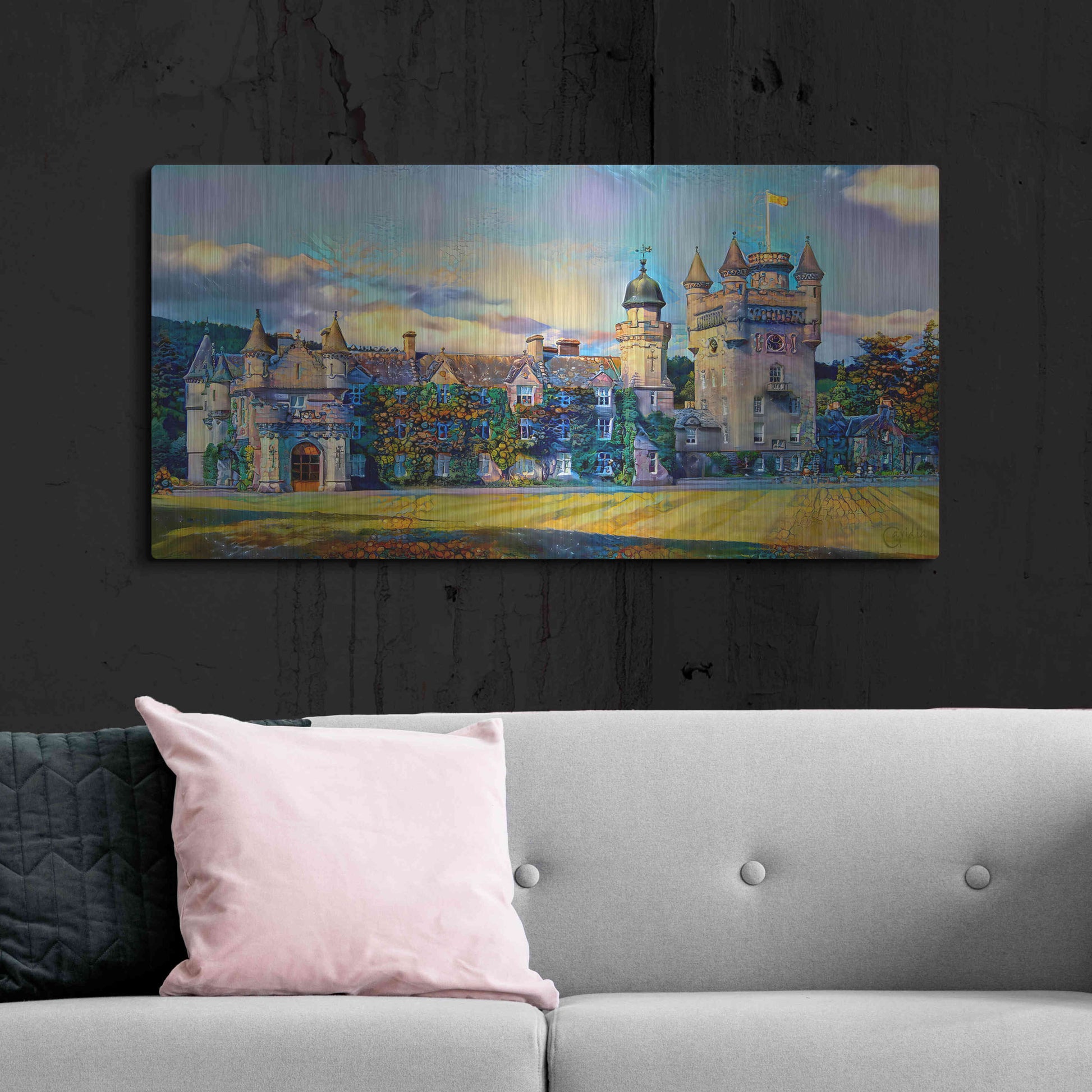 Luxe Metal Art 'Aberdeenshire Scotland Balmoral Castle' by Pedro Gavidia, Metal Wall Art,48x24