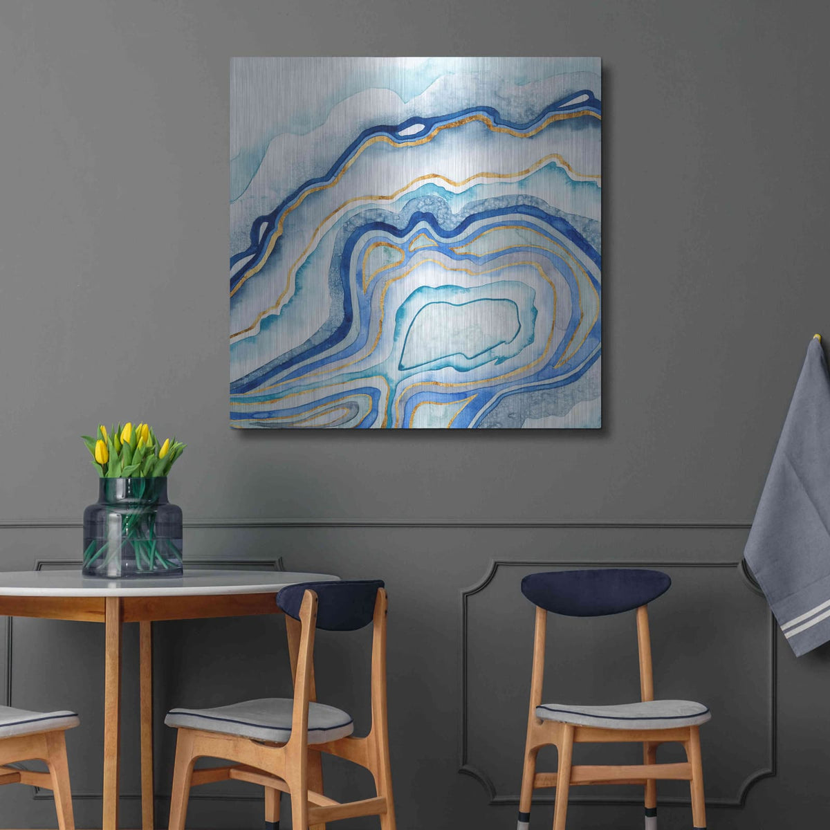 'Cobalt Agate II' by Grace Popp – Metal Wall Art, 36x36 room view