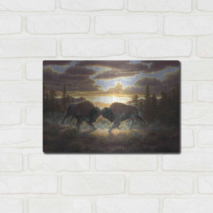 Luxe Metal Art 'Buffalo' by R. Hed, Metal Wall Art,16x12