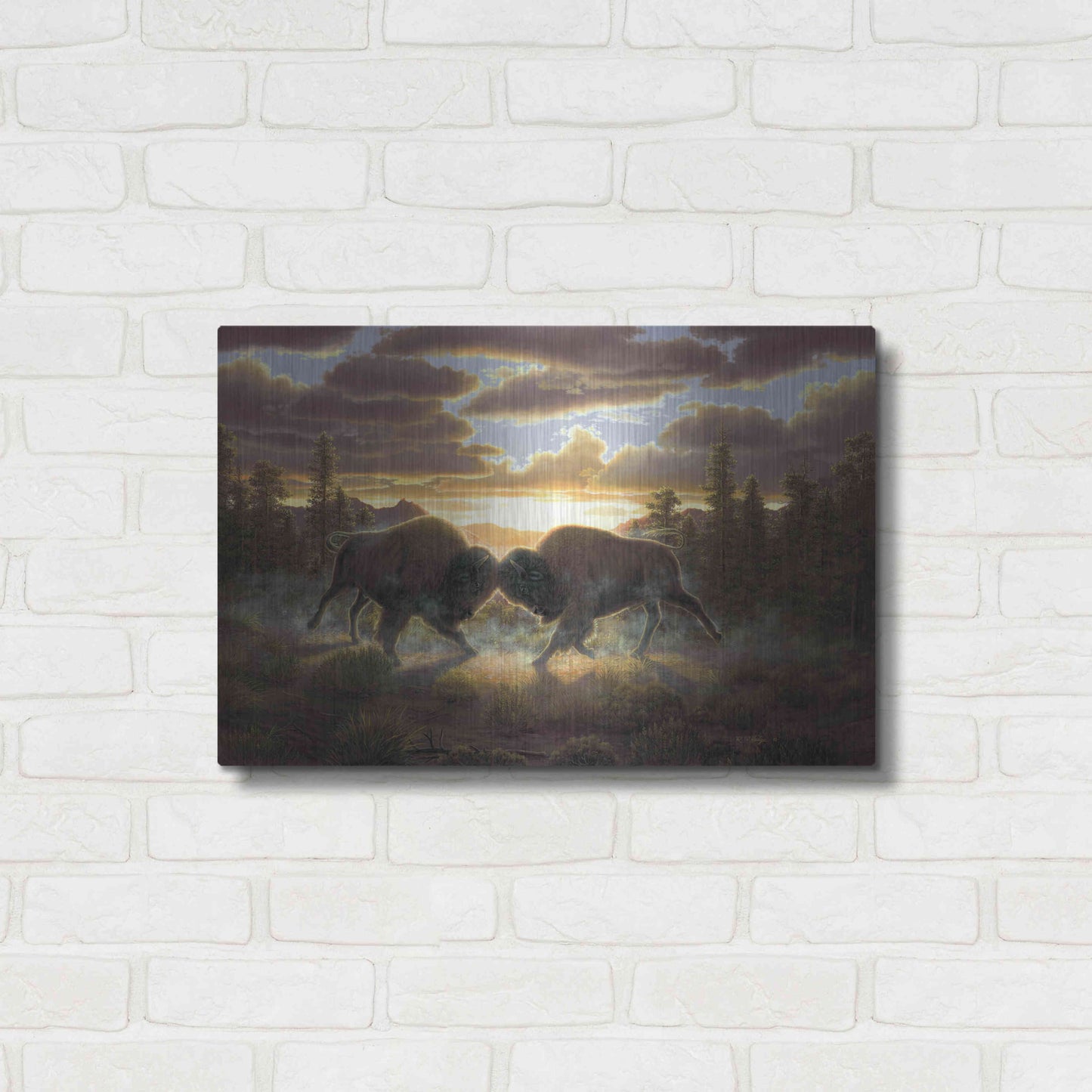 Luxe Metal Art 'Buffalo' by R. Hed, Metal Wall Art,24x16