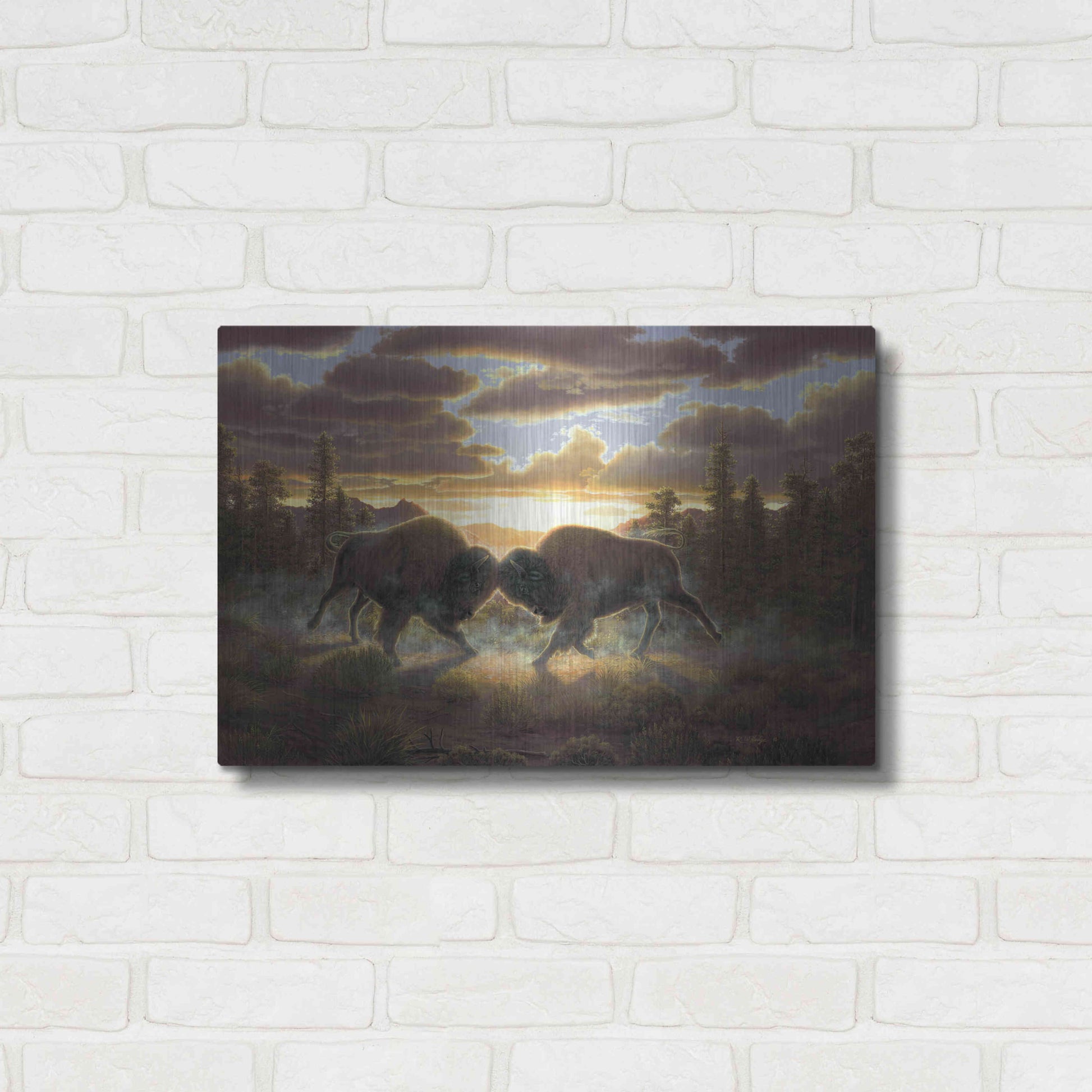 Luxe Metal Art 'Buffalo' by R. Hed, Metal Wall Art,24x16