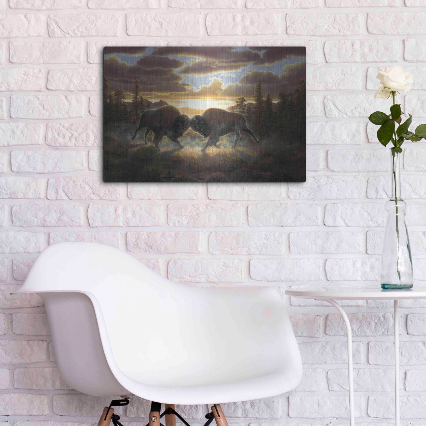 Luxe Metal Art 'Buffalo' by R. Hed, Metal Wall Art,24x16