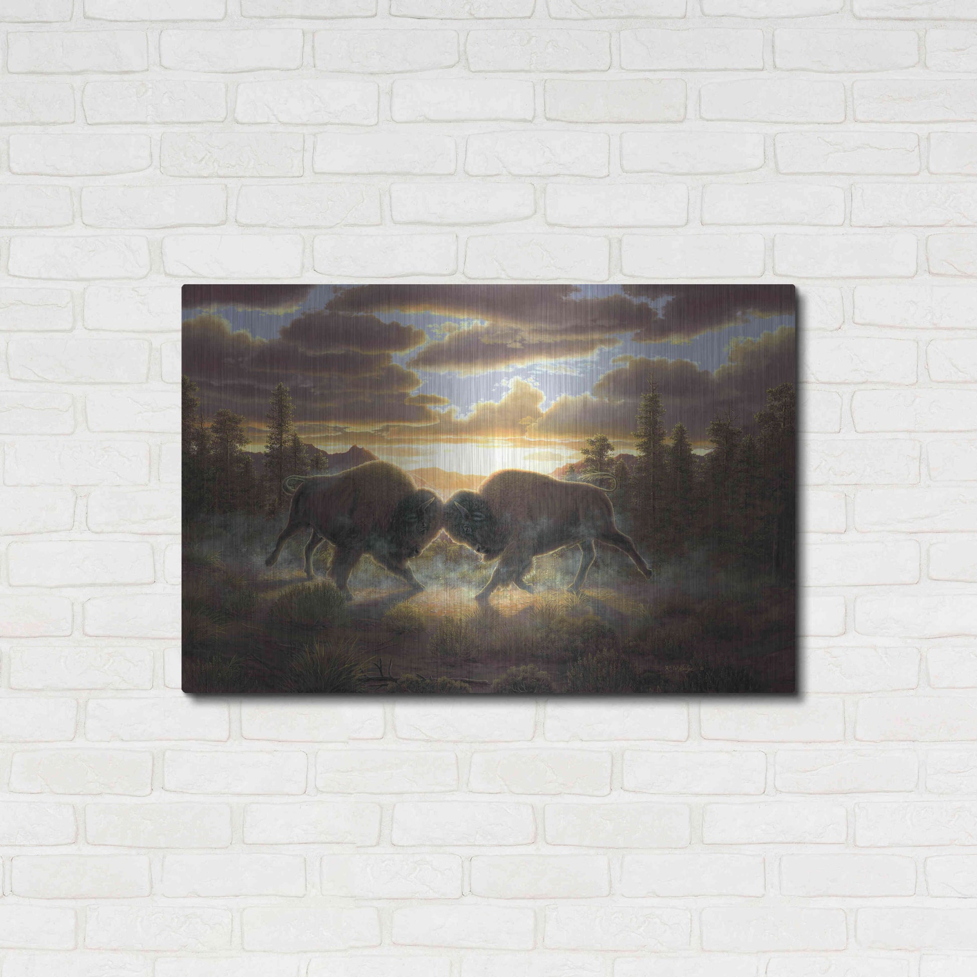 Luxe Metal Art 'Buffalo' by R. Hed, Metal Wall Art,36x24