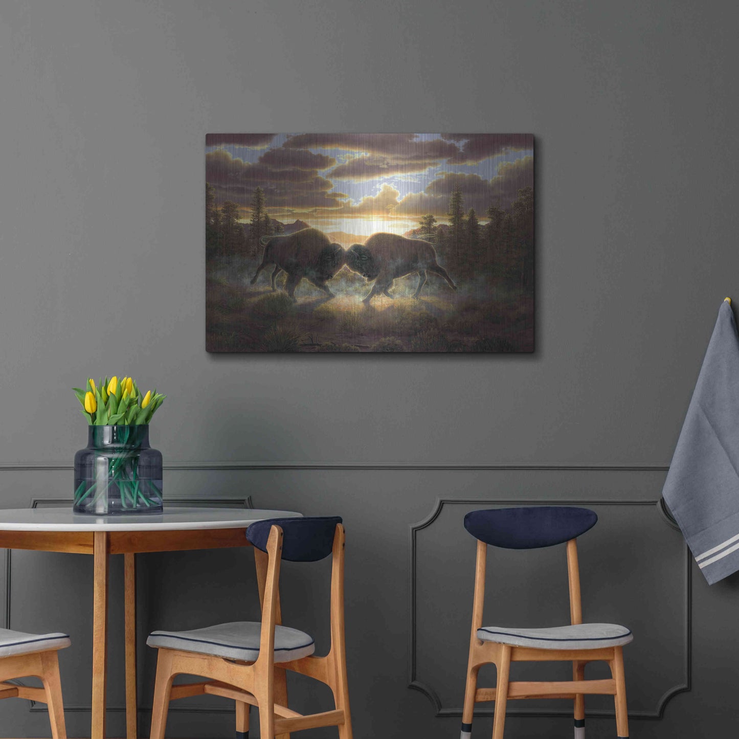 Luxe Metal Art 'Buffalo' by R. Hed, Metal Wall Art,36x24