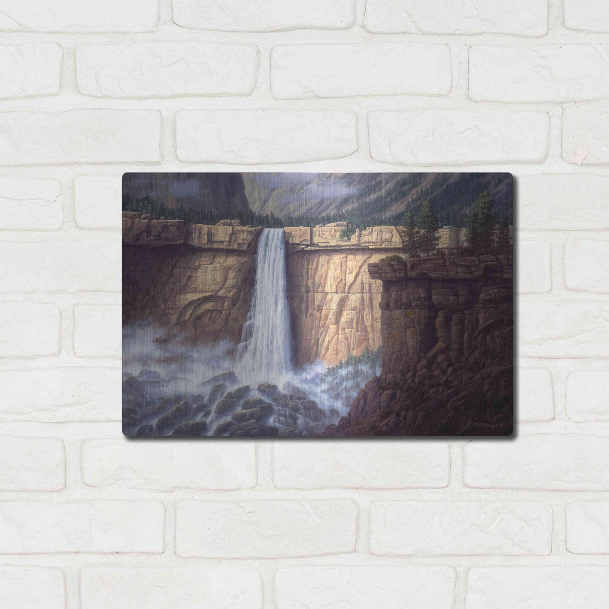 Luxe Metal Art 'Canyon Cascade' by R. Hed, Metal Wall Art,16x12