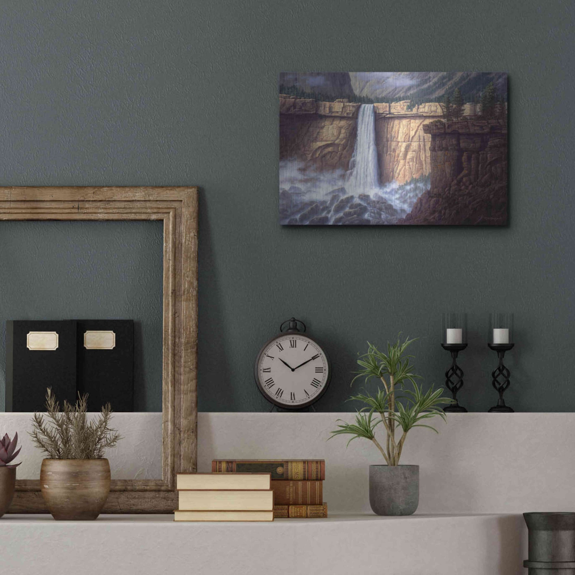 Luxe Metal Art 'Canyon Cascade' by R. Hed, Metal Wall Art,16x12