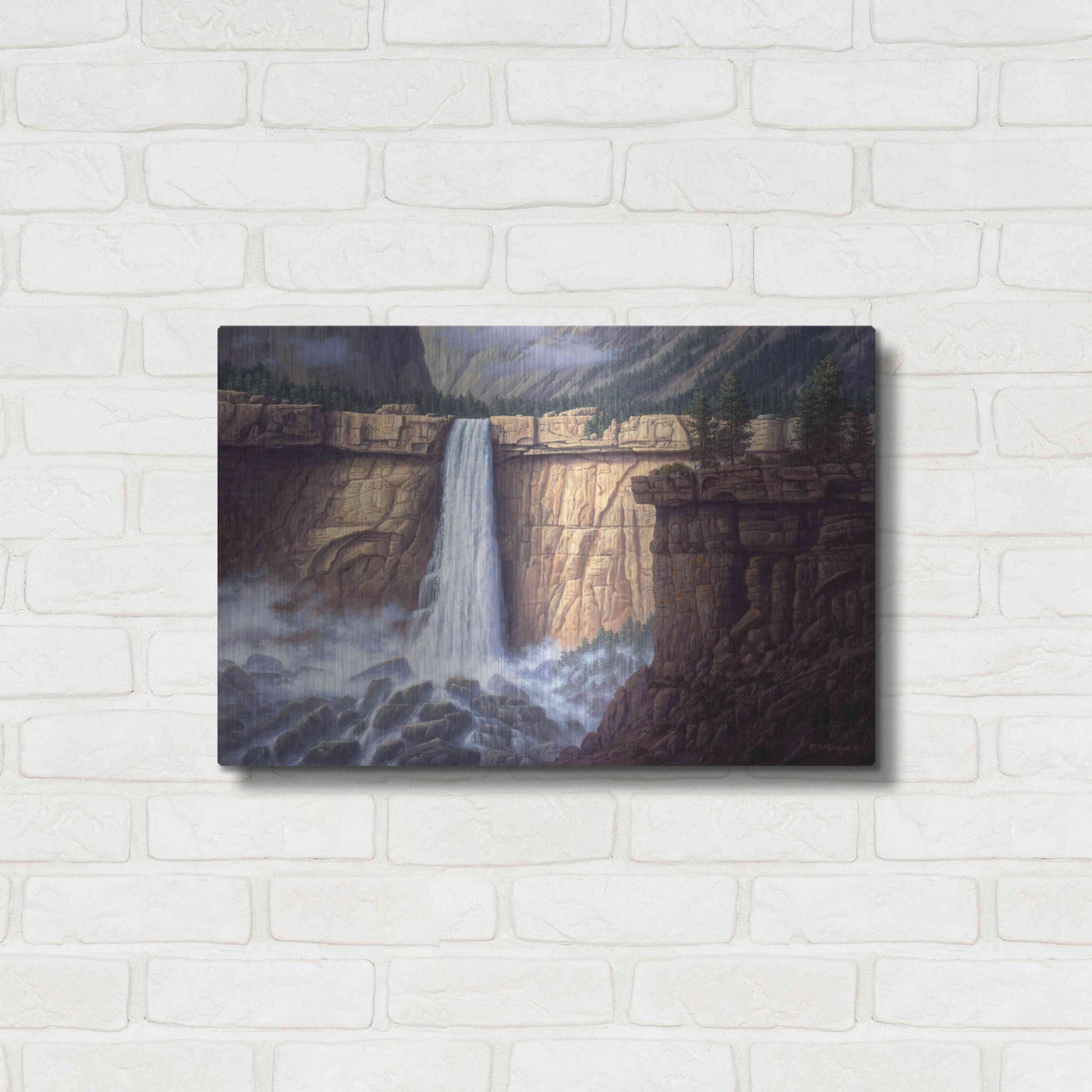 Luxe Metal Art 'Canyon Cascade' by R. Hed, Metal Wall Art,24x16