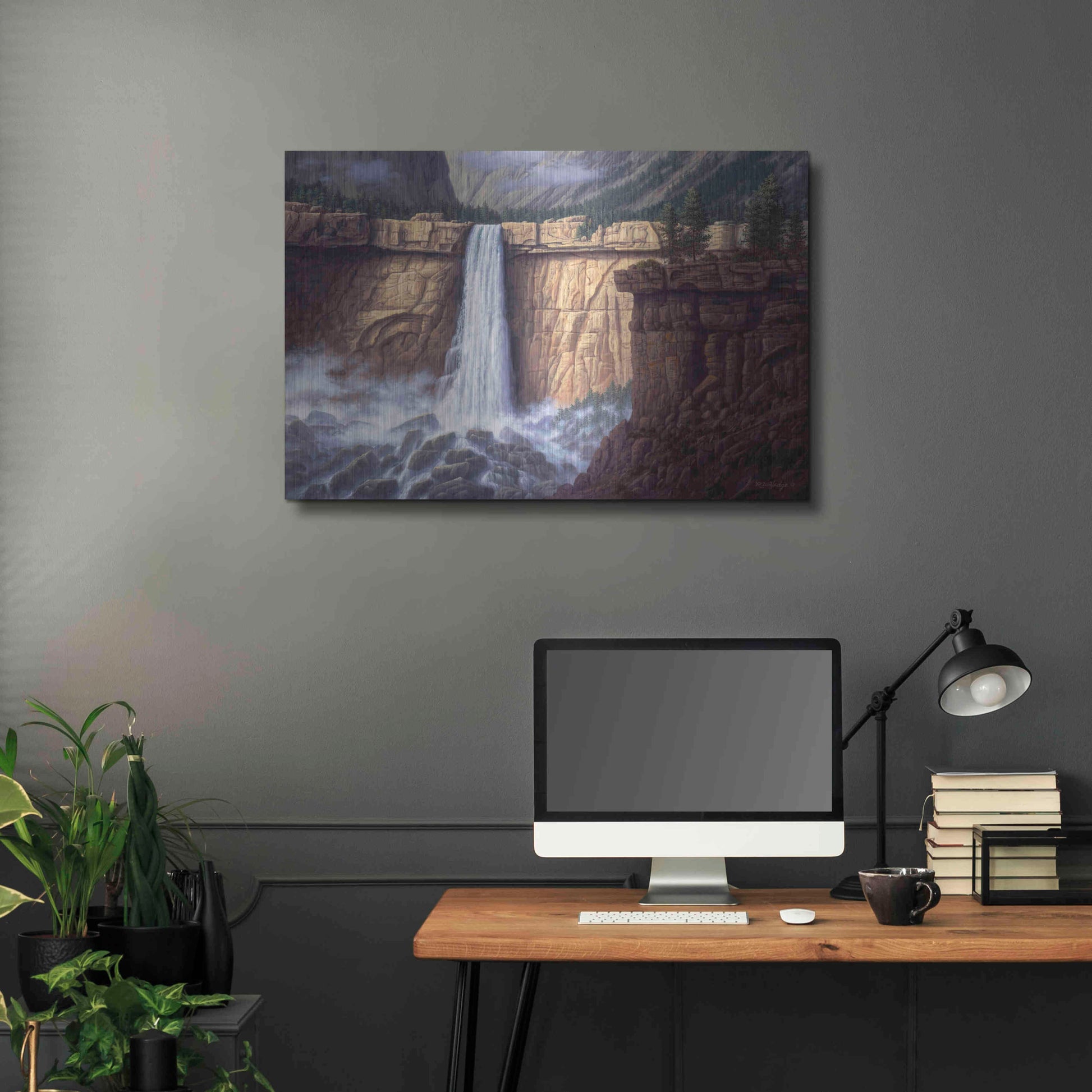 Luxe Metal Art 'Canyon Cascade' by R. Hed, Metal Wall Art,36x24
