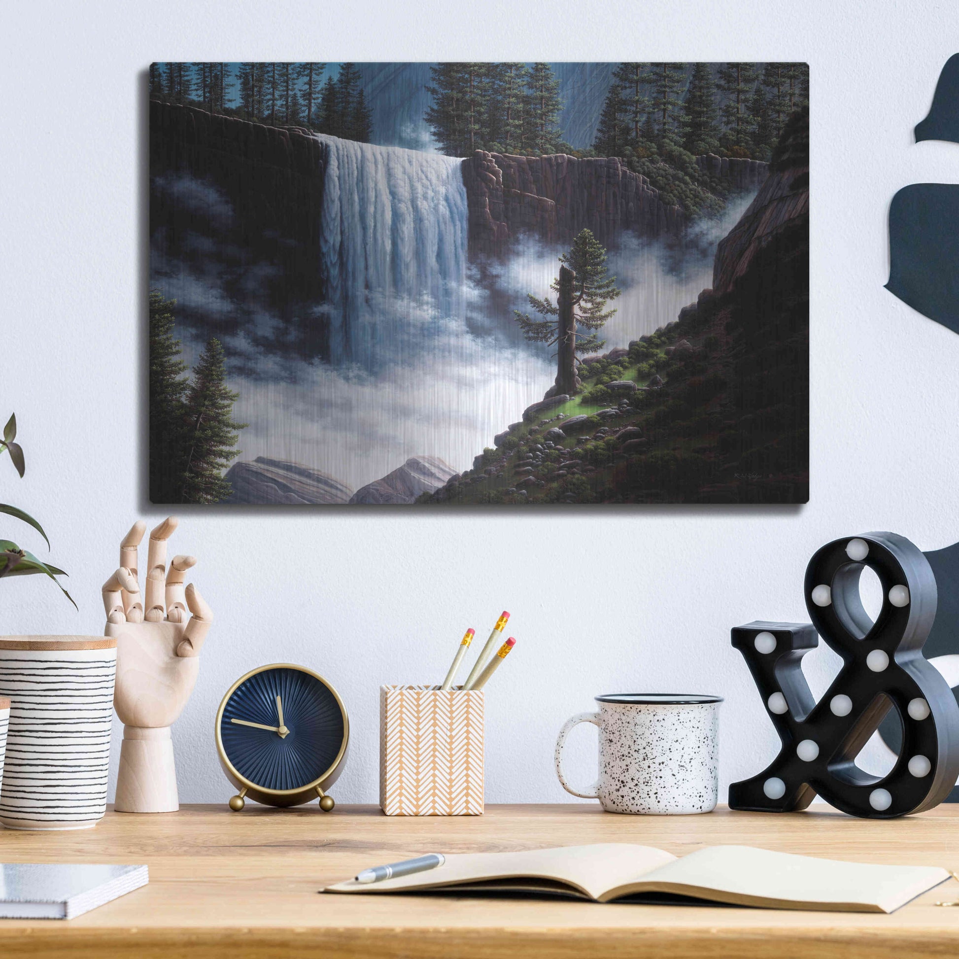 Luxe Metal Art 'Vernal Falls' by R. Hed, Metal Wall Art,16x12