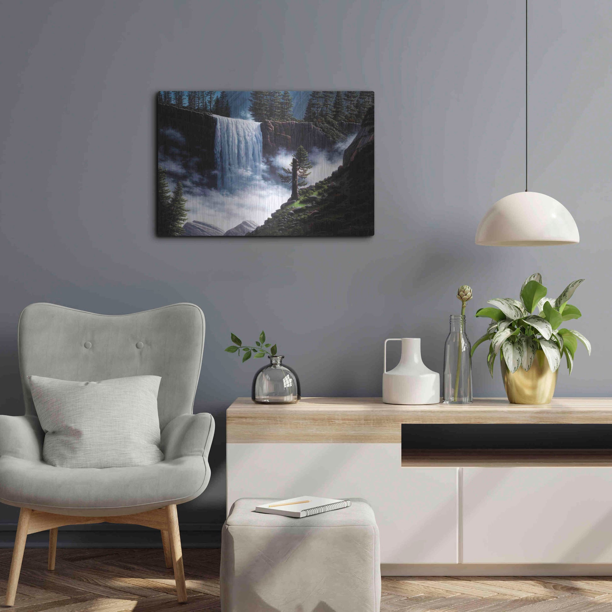 Luxe Metal Art 'Vernal Falls' by R. Hed, Metal Wall Art,24x16