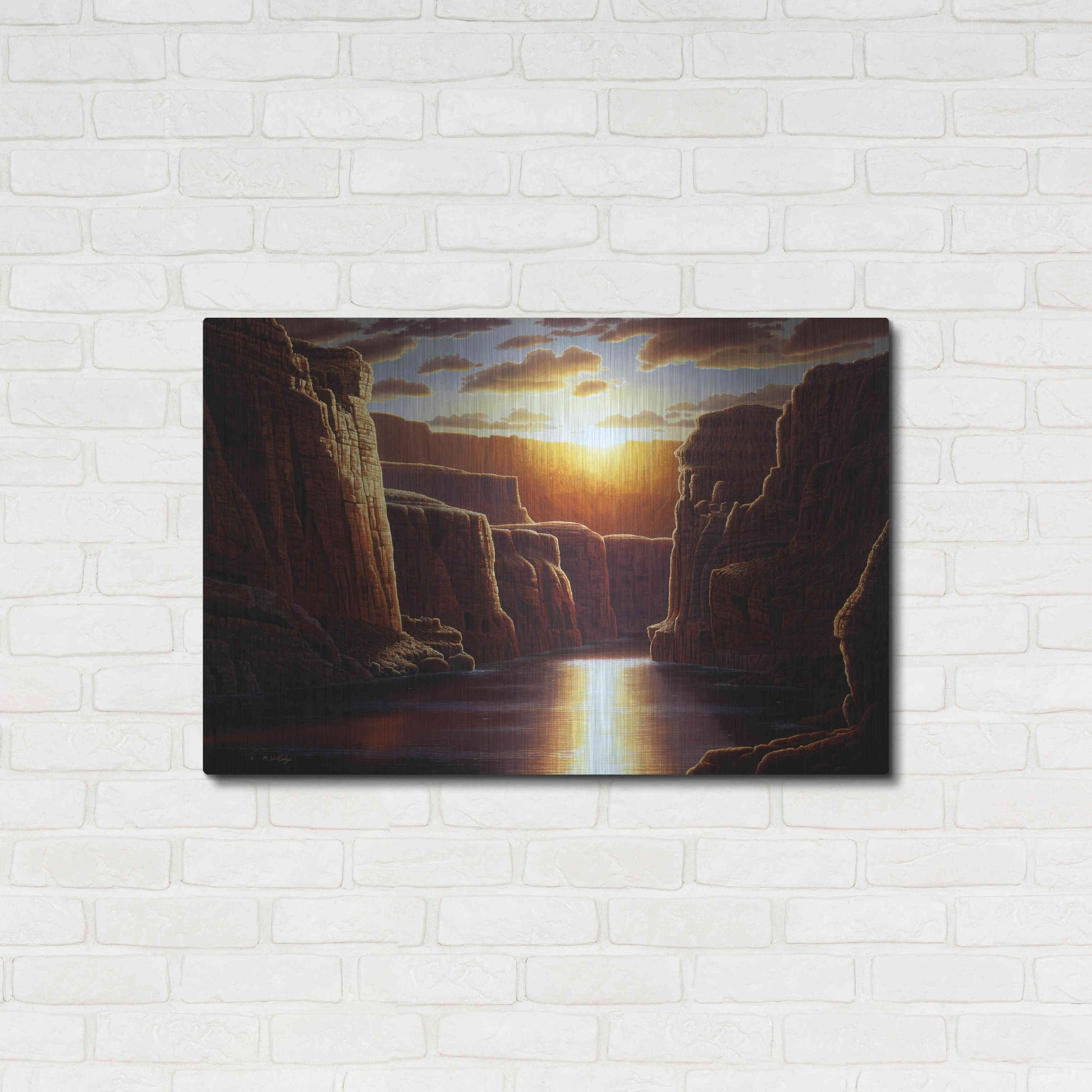 Luxe Metal Art 'Grand Sunrise' by R. Hed, Metal Wall Art,36x24