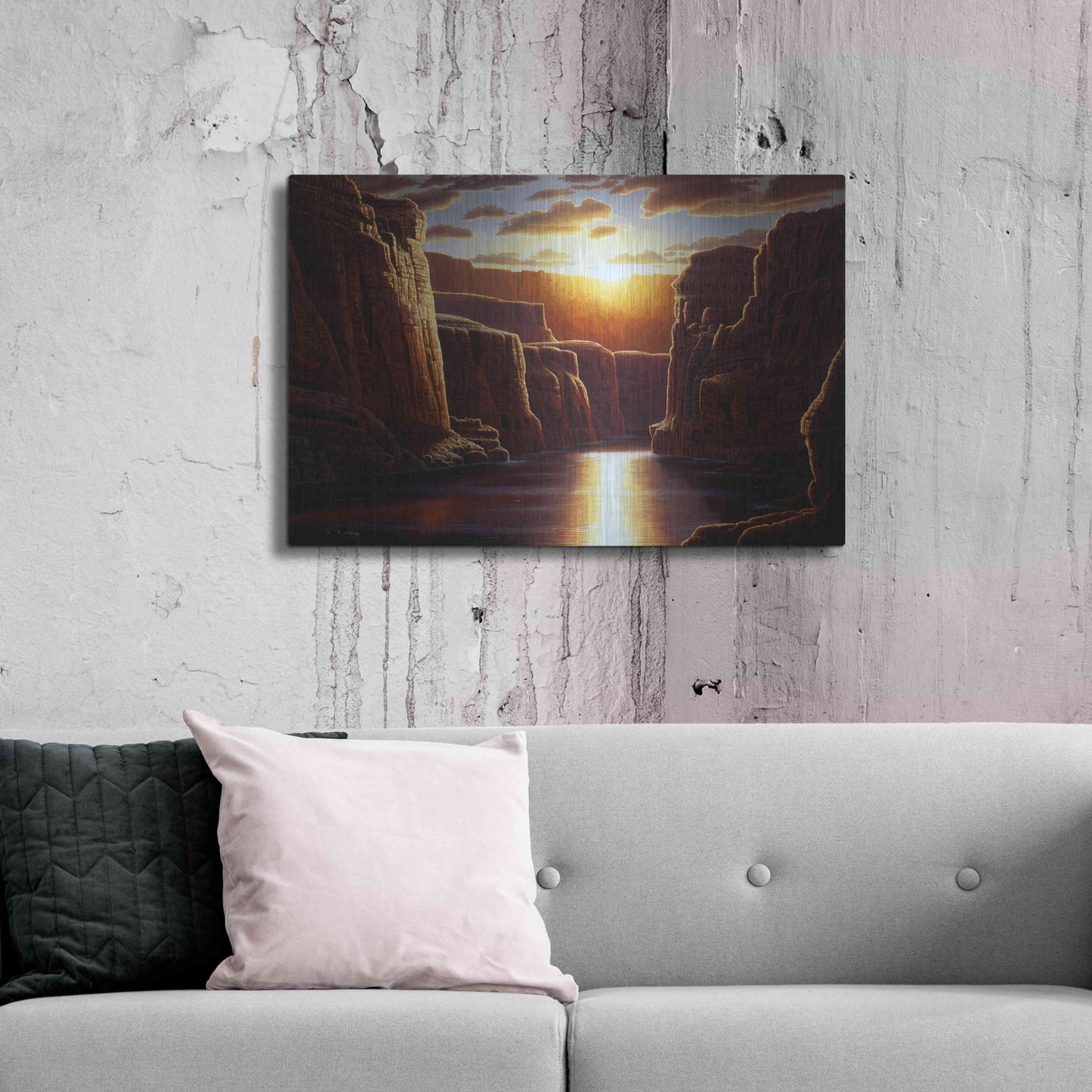 Luxe Metal Art 'Grand Sunrise' by R. Hed, Metal Wall Art,36x24