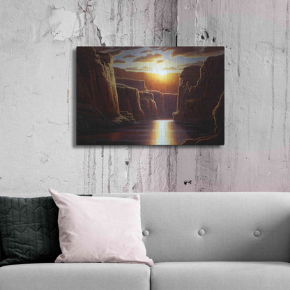 Luxe Metal Art 'Grand Sunrise' by R. Hed, Metal Wall Art,36x24