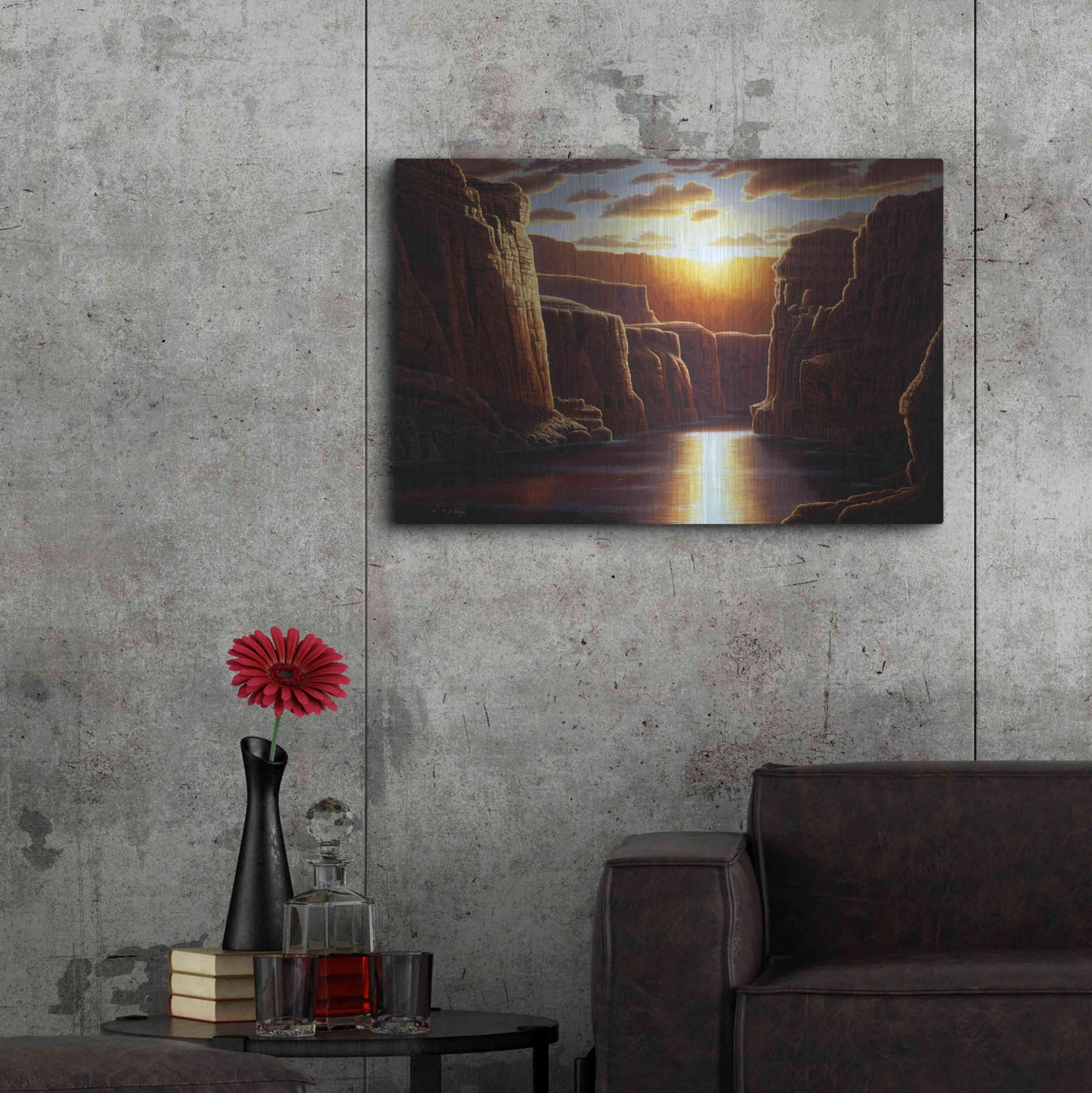 Luxe Metal Art 'Grand Sunrise' by R. Hed, Metal Wall Art,36x24