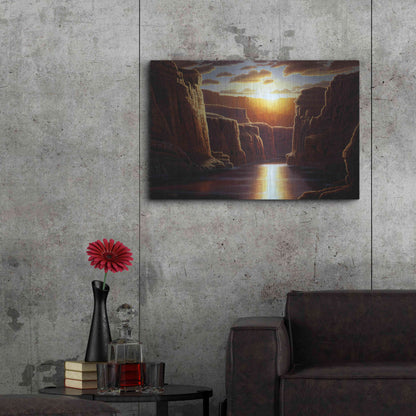 Luxe Metal Art 'Grand Sunrise' by R. Hed, Metal Wall Art,36x24