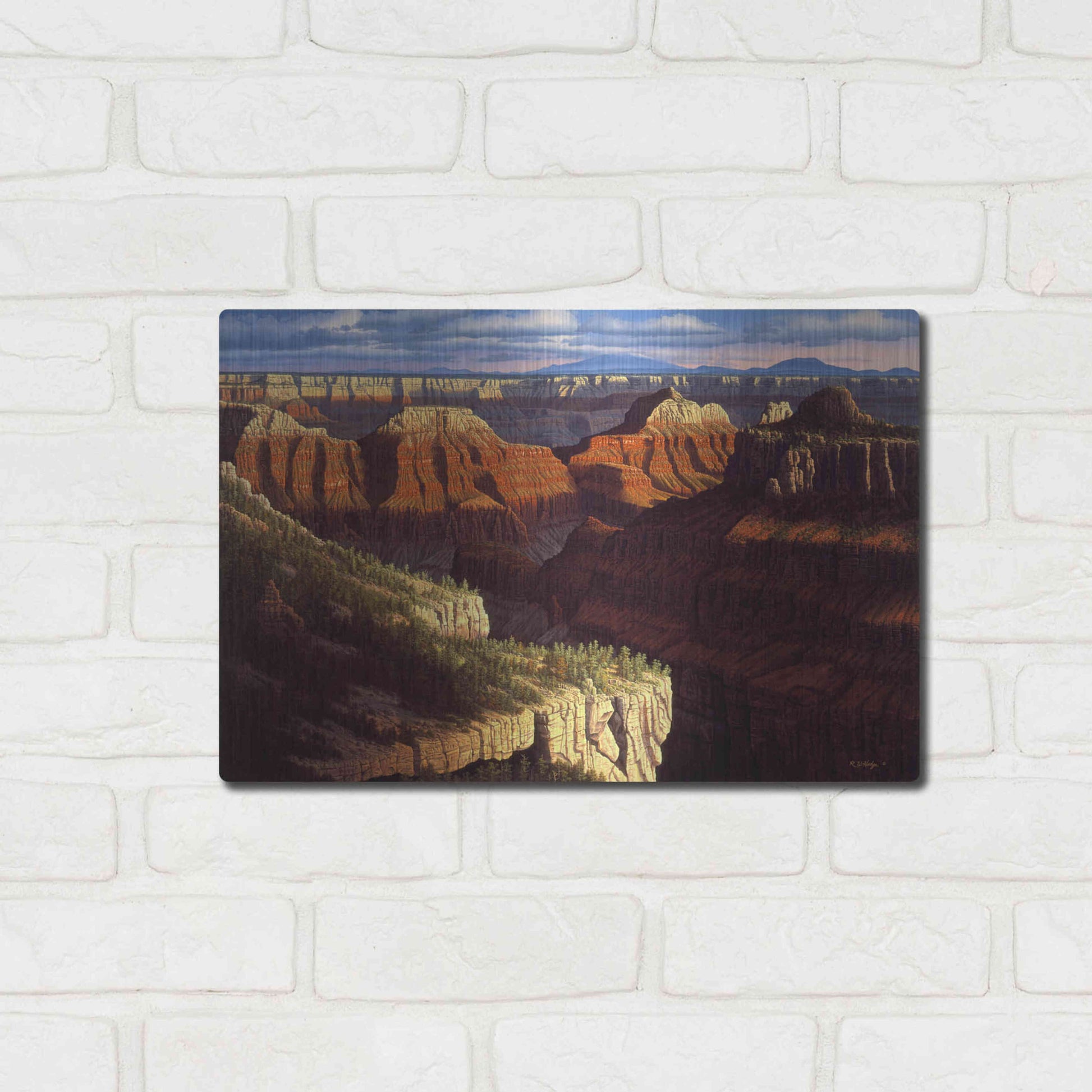 Luxe Metal Art 'Golden Age' by R. Hed, Metal Wall Art,16x12