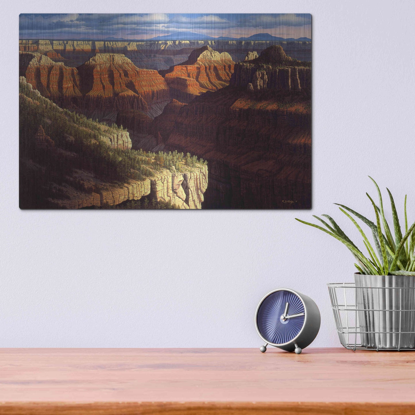 Luxe Metal Art 'Golden Age' by R. Hed, Metal Wall Art,16x12