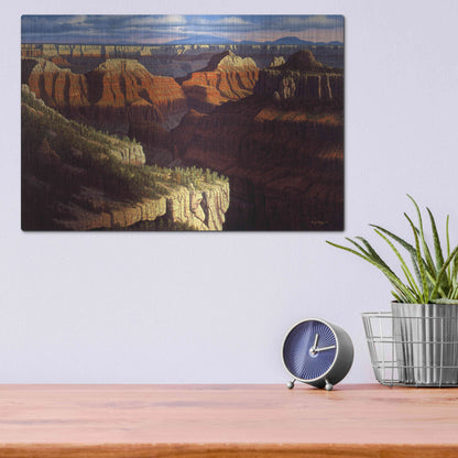 Luxe Metal Art 'Golden Age' by R. Hed, Metal Wall Art,16x12