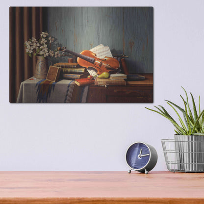 Luxe Metal Art 'The New Violin' by R. Hed, Metal Wall Art,16x12