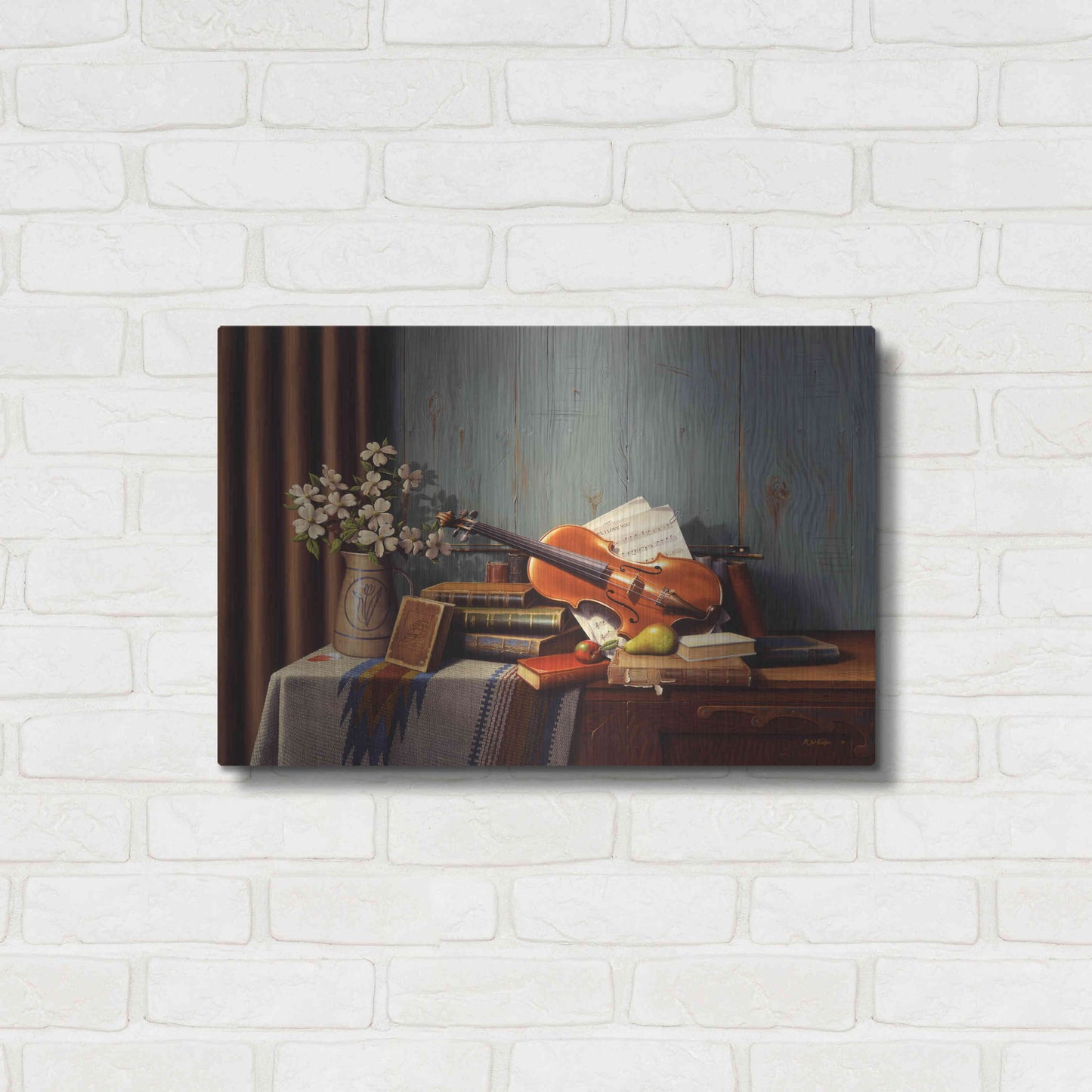 Luxe Metal Art 'The New Violin' by R. Hed, Metal Wall Art,24x16