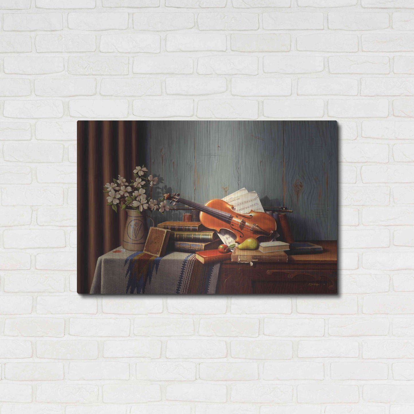 Luxe Metal Art 'The New Violin' by R. Hed, Metal Wall Art,36x24