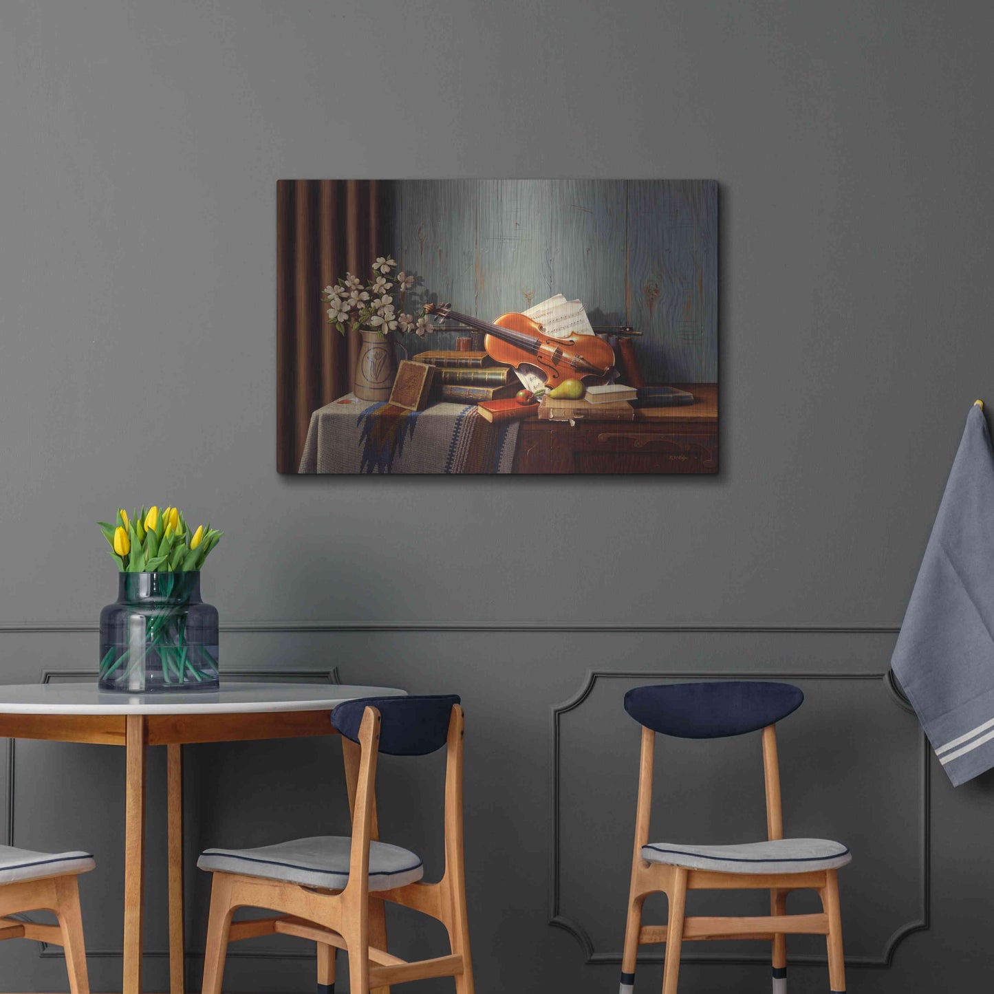 Luxe Metal Art 'The New Violin' by R. Hed, Metal Wall Art,36x24