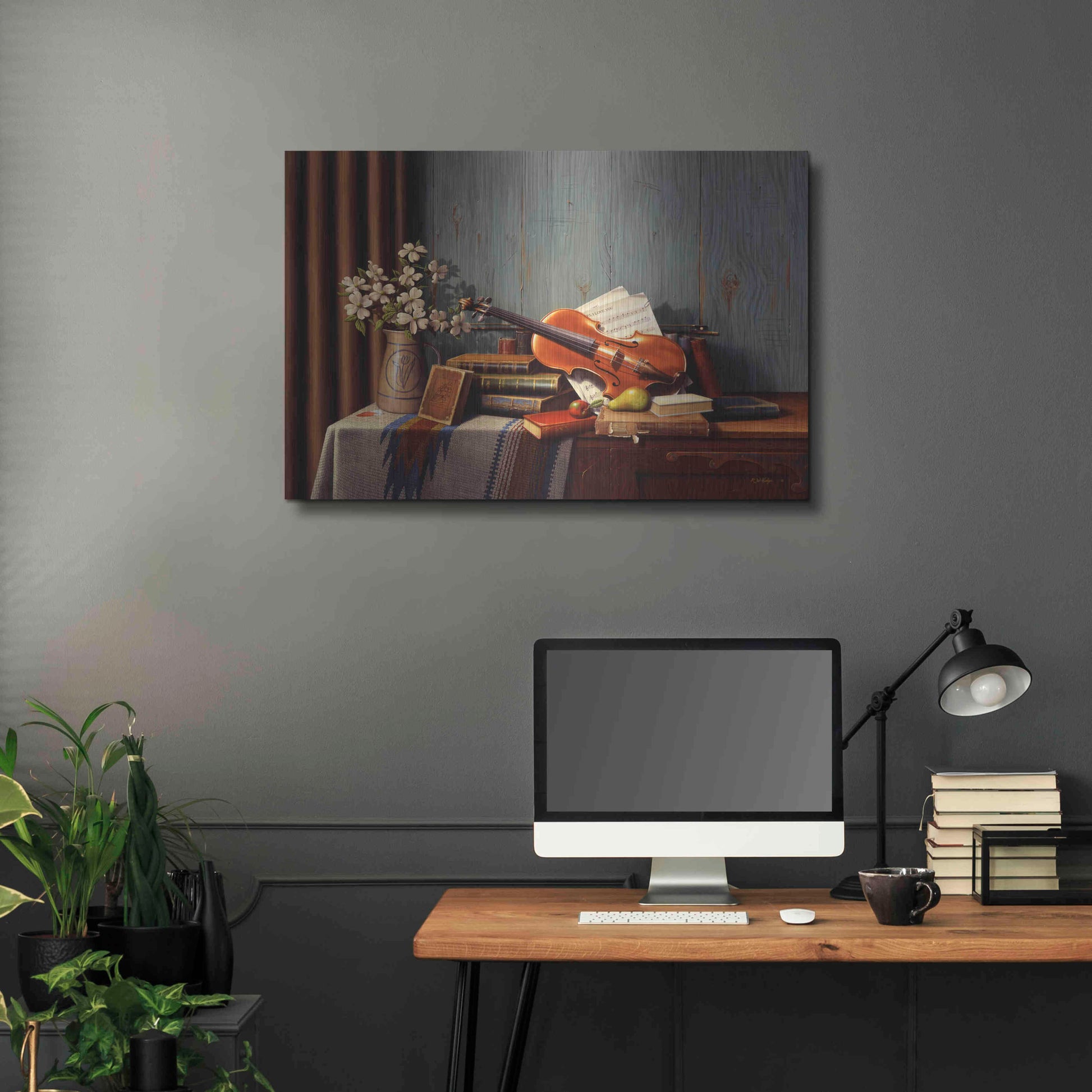 Luxe Metal Art 'The New Violin' by R. Hed, Metal Wall Art,36x24