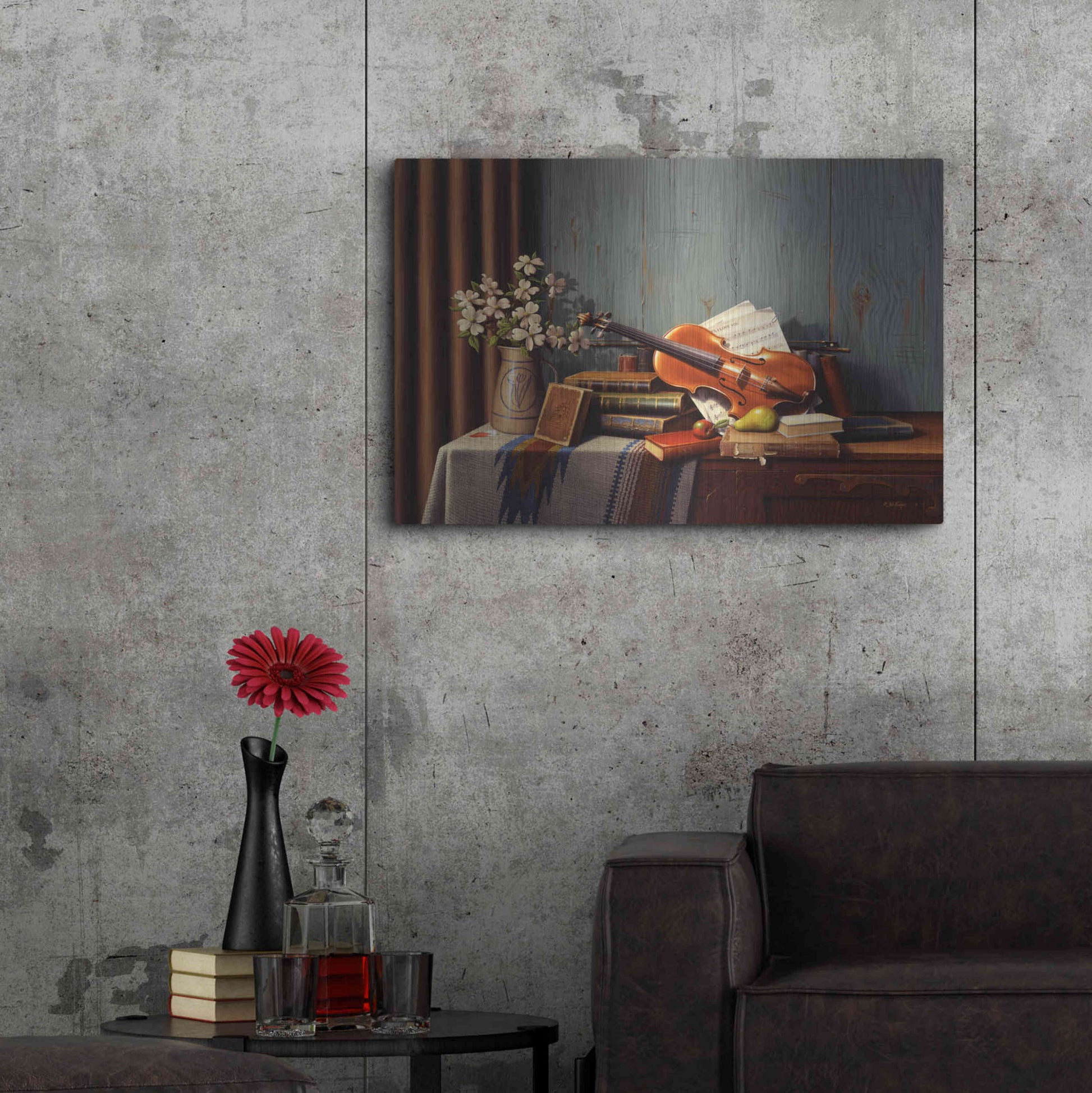 Luxe Metal Art 'The New Violin' by R. Hed, Metal Wall Art,36x24