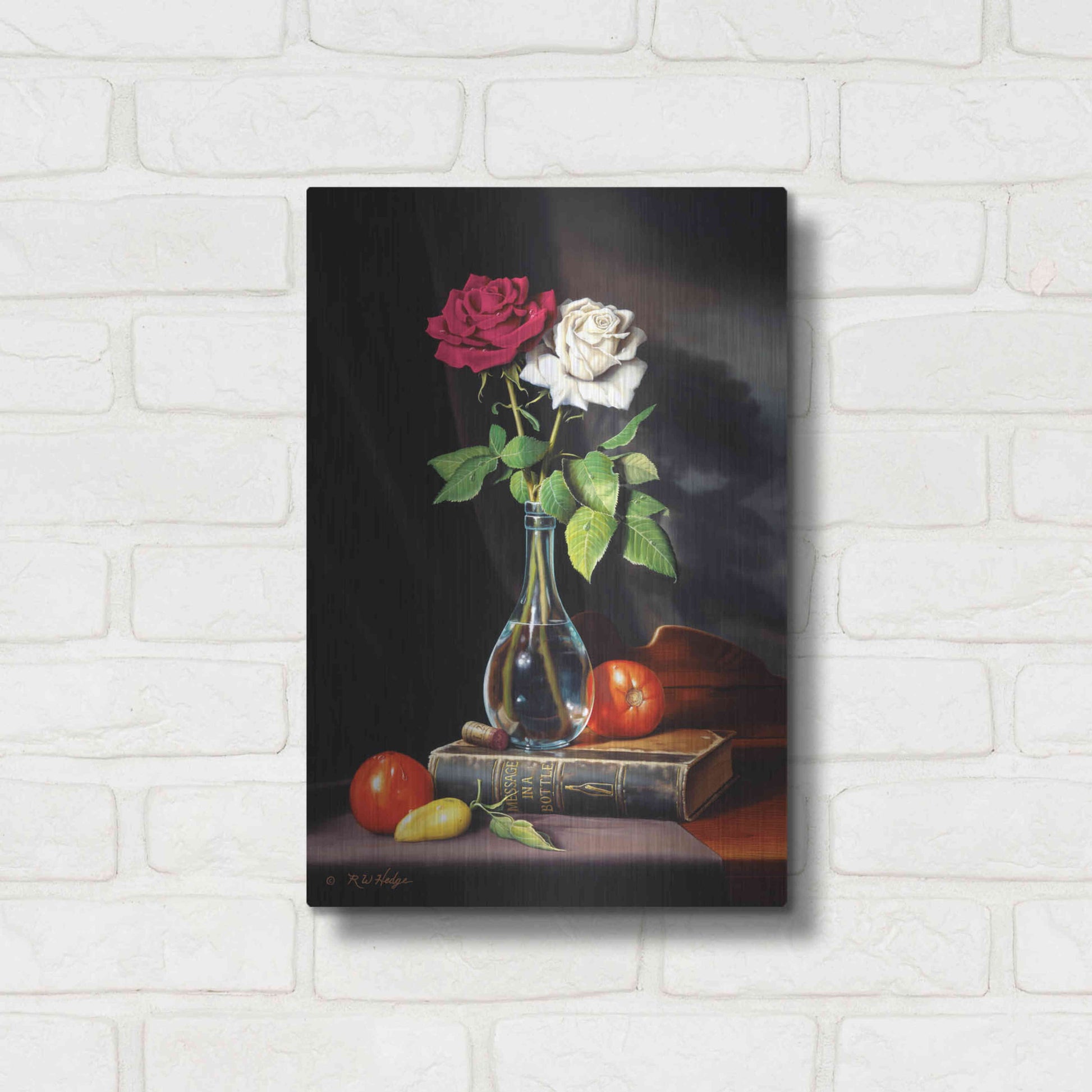 Luxe Metal Art 'Message In A Bottle' by R. Hed, Metal Wall Art,12x16