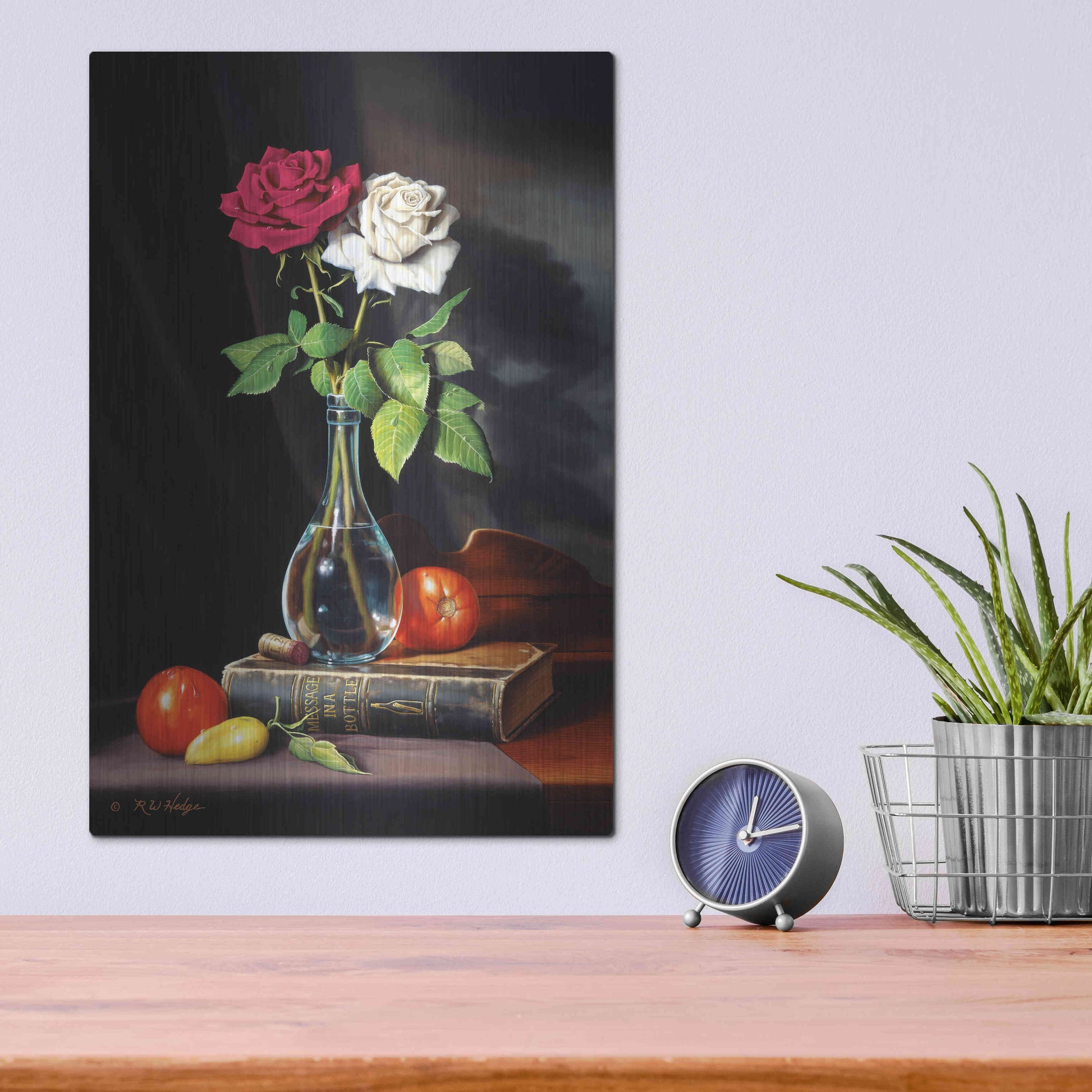 Luxe Metal Art 'Message In A Bottle' by R. Hed, Metal Wall Art,12x16