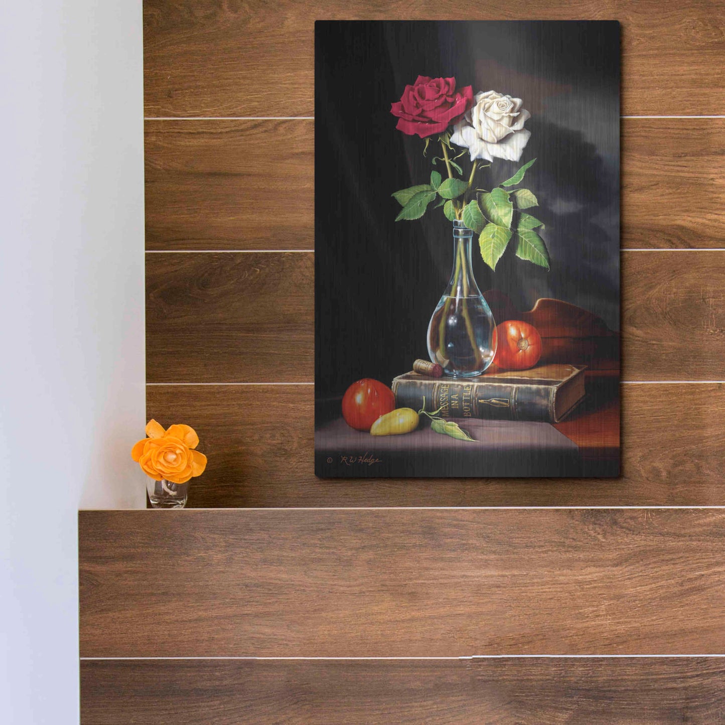 Luxe Metal Art 'Message In A Bottle' by R. Hed, Metal Wall Art,12x16