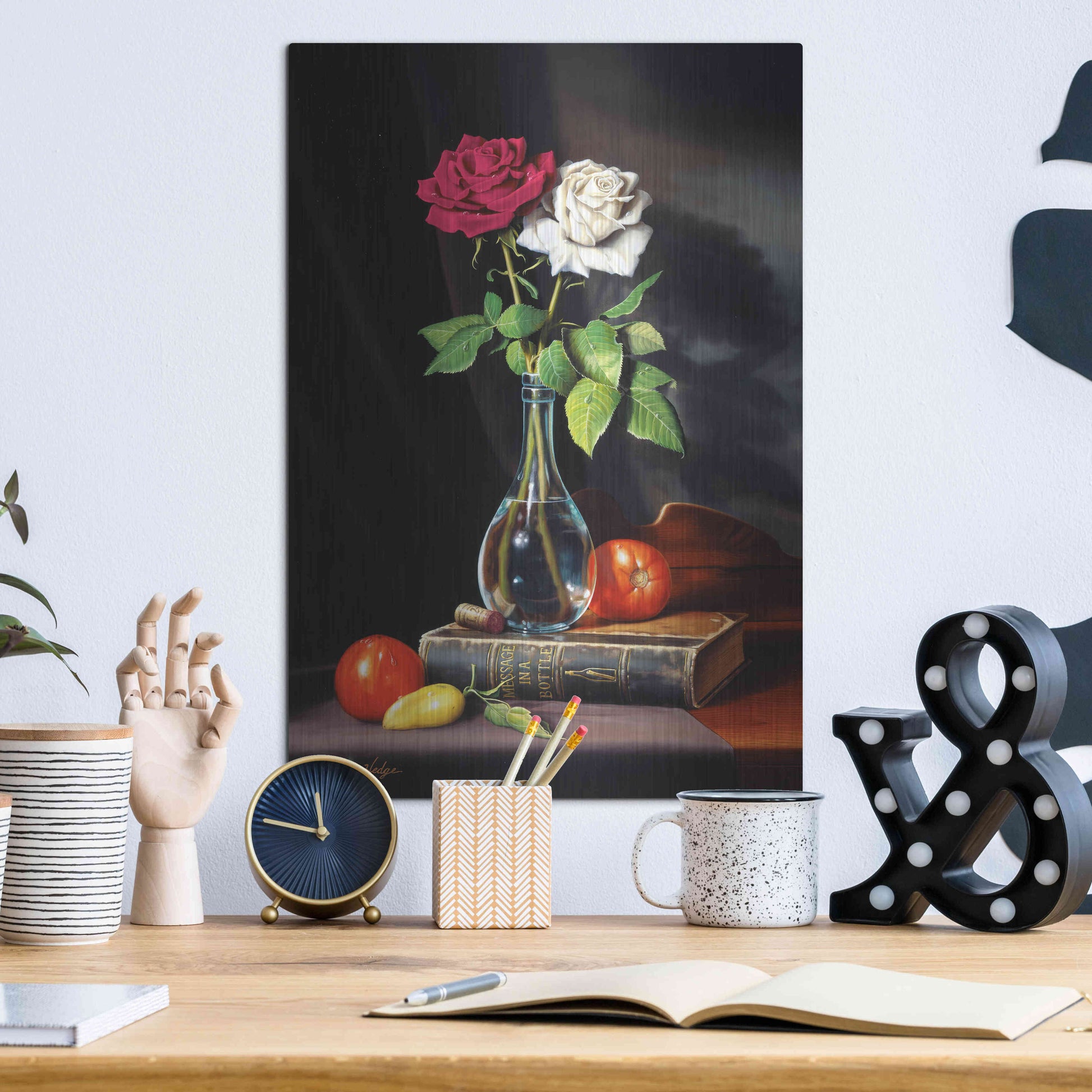 Luxe Metal Art 'Message In A Bottle' by R. Hed, Metal Wall Art,12x16