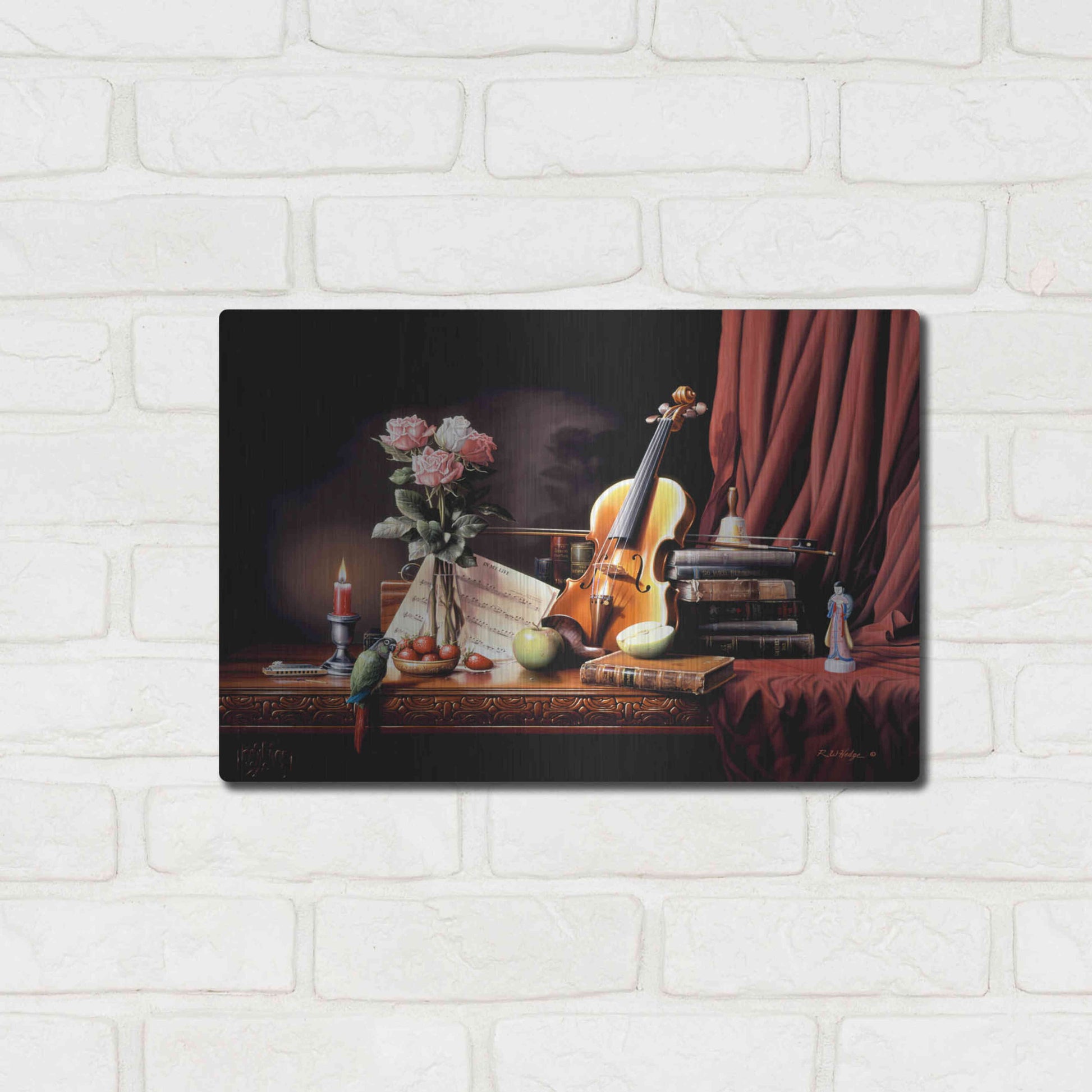 Luxe Metal Art 'The Love' by R. Hed, Metal Wall Art,16x12