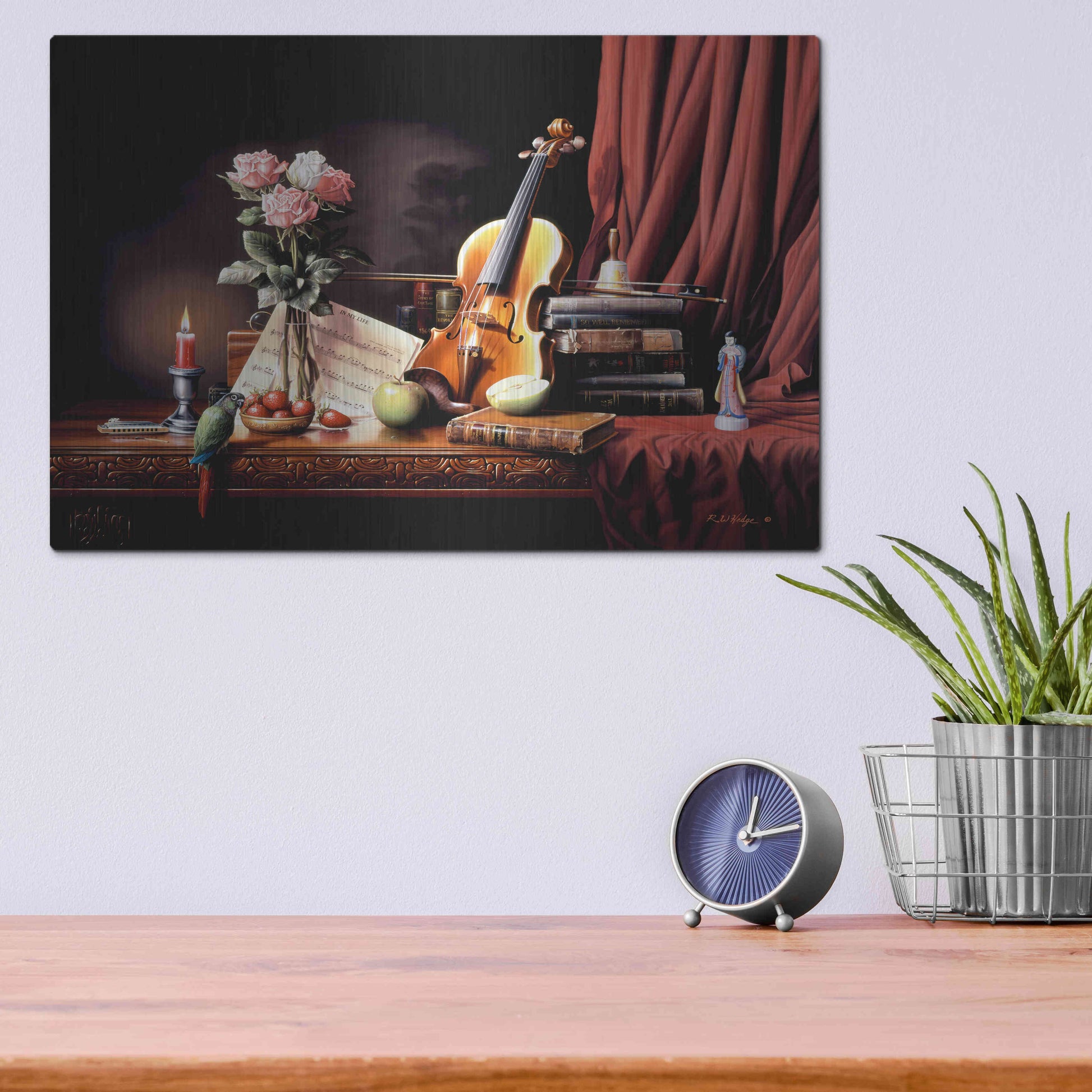 Luxe Metal Art 'The Love' by R. Hed, Metal Wall Art,16x12