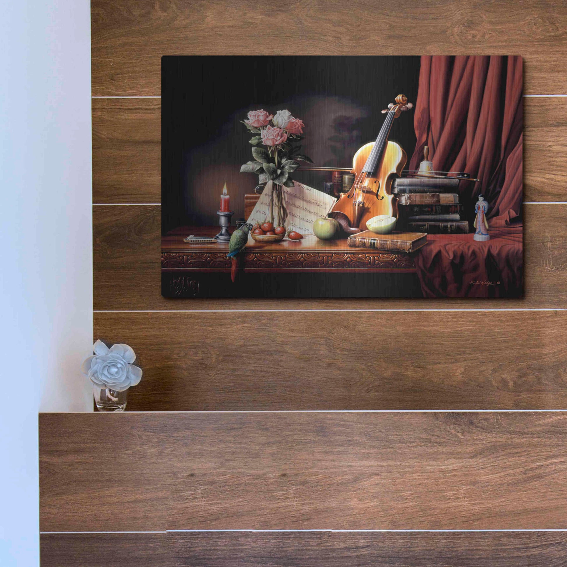 Luxe Metal Art 'The Love' by R. Hed, Metal Wall Art,16x12