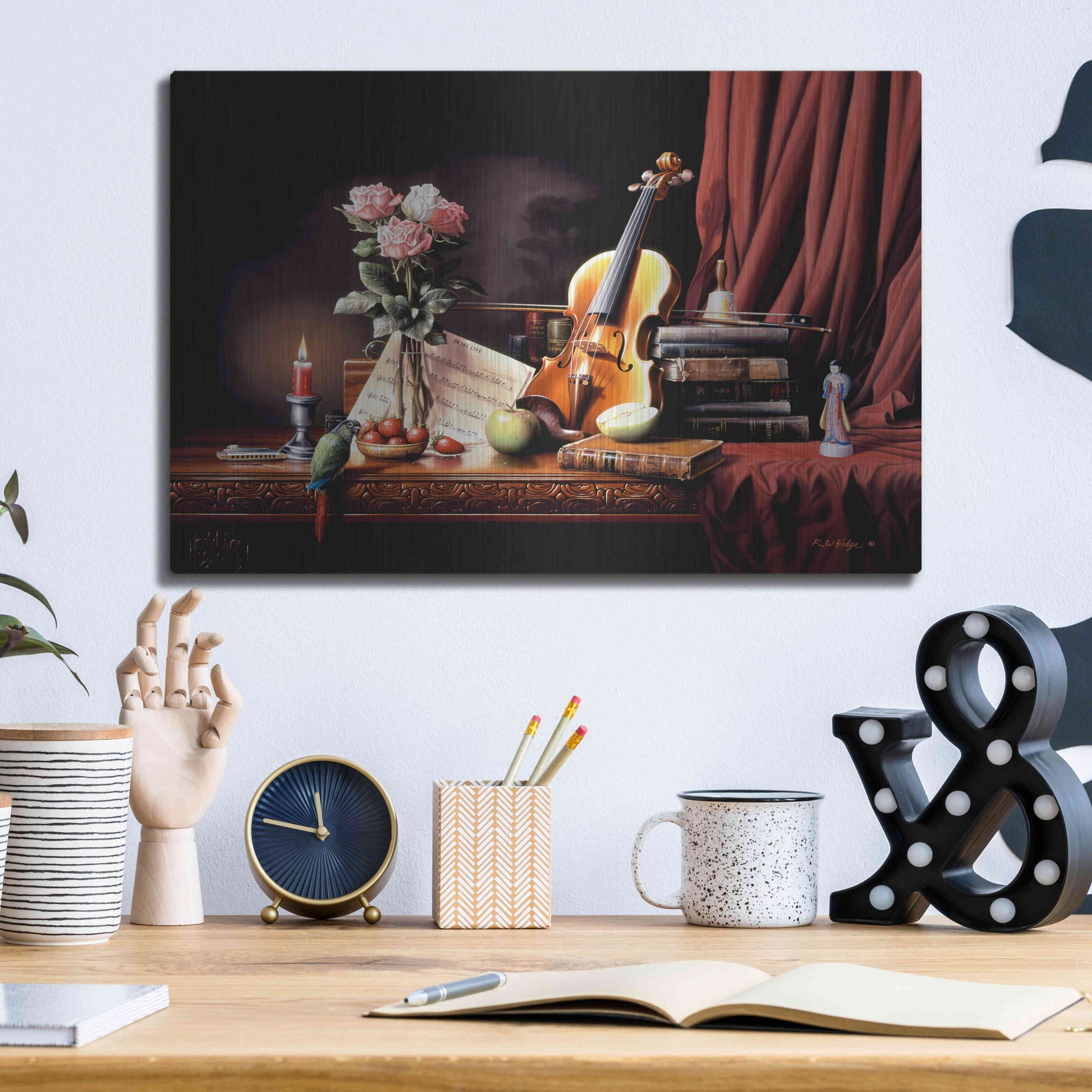 Luxe Metal Art 'The Love' by R. Hed, Metal Wall Art,16x12